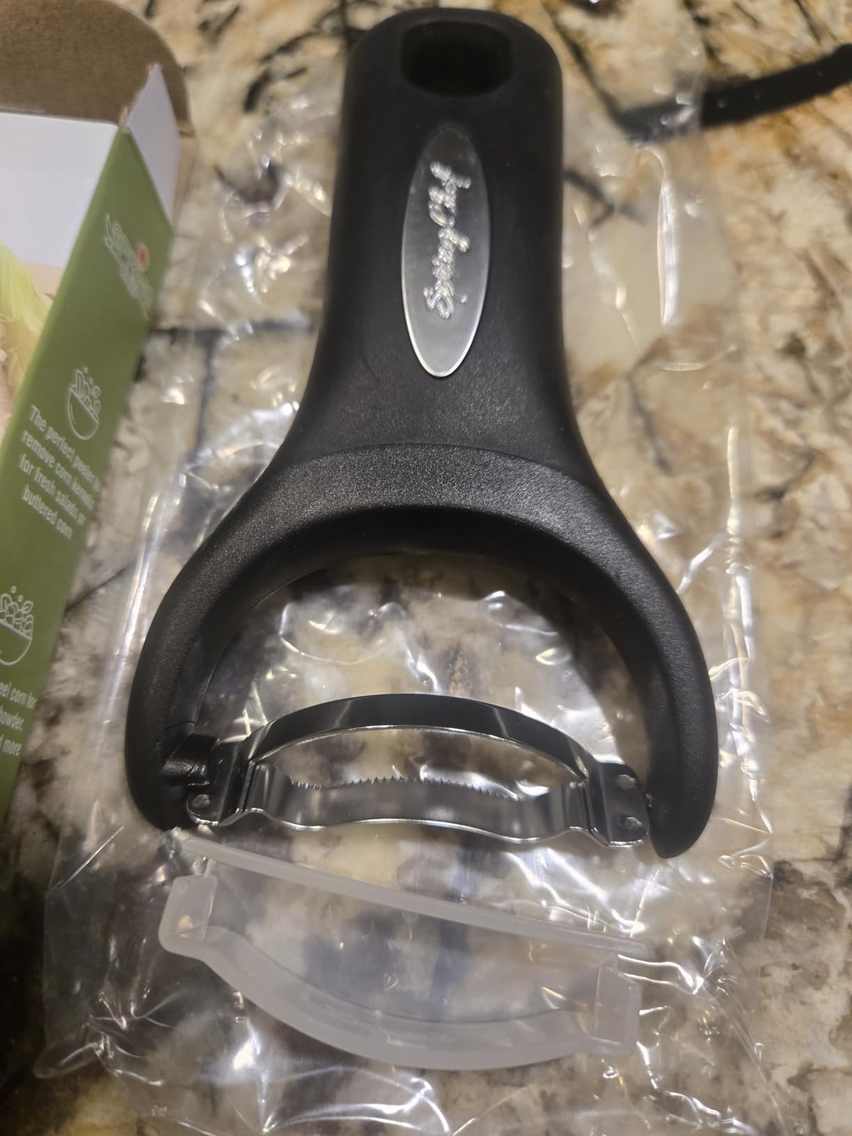 Spring Chef Stainless Steel Corn Peeler - Corn on the Cob Stripper Tool - Durable & Efficient Kernel Remover Tool - Easy to Use Kernel Cutter - Dishwasher Safe Kitchen Gadget - Black customer photo 1