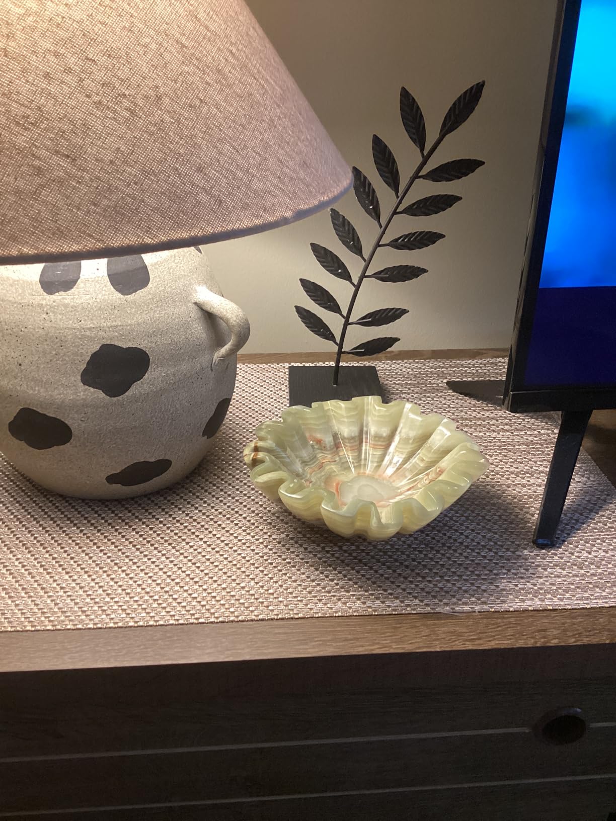 Marble Decorative Bowl 10 Inch Green Large Fruit Bowl for Kitchen Counter and Dining Table Centerpiece, Stone Ruffle and Scalloped Bowls for Gifts & Home Decor customer photo 1