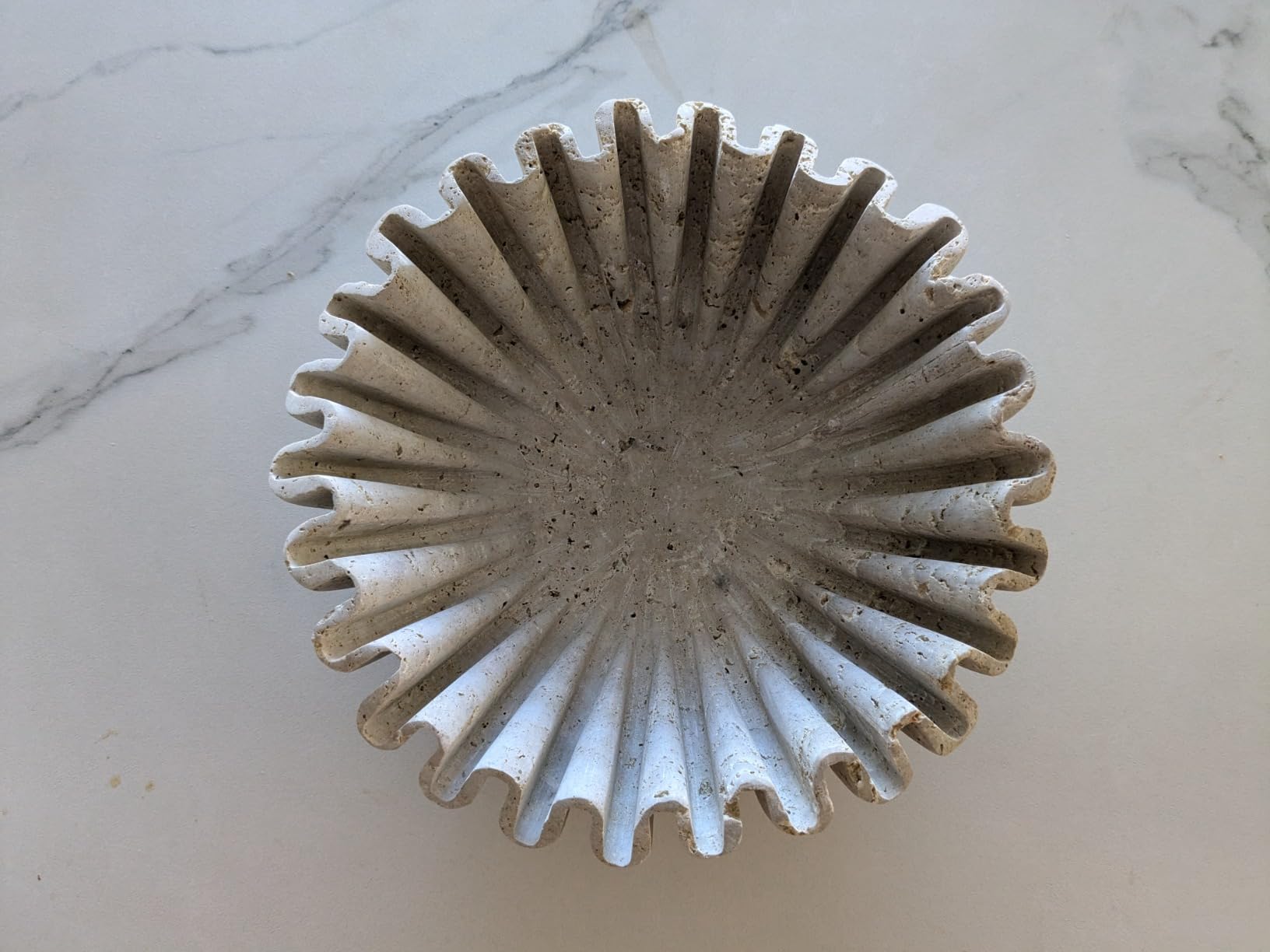 Marble Decorative Bowl 10 Inch Green Large Fruit Bowl for Kitchen Counter and Dining Table Centerpiece, Stone Ruffle and Scalloped Bowls for Gifts & Home Decor customer photo 2