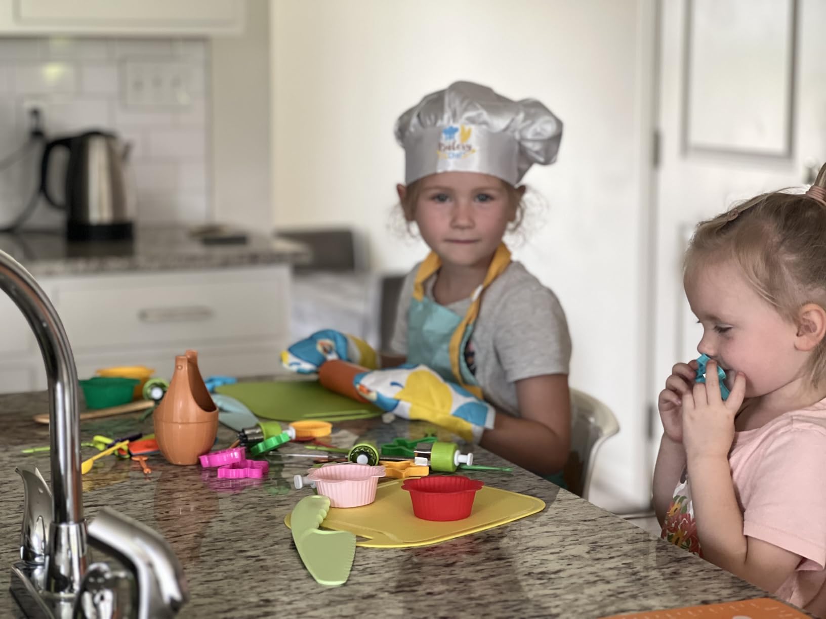 52 PCS Kids Cooking Sets, Montessori Pretend Play Kitchen Toys for Real Cooking Baking, Toddler Knife Set with Chef Hat & Apron, Kids Baking Set for Boys Girls Christmas Birthday Gift customer photo 1