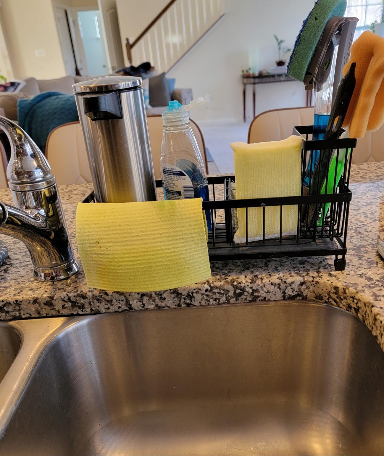 Cisily Extra Large Sink Caddy Organizer with Drying Stone, Black Sponge Holder for Kitchen, Dish Brush Holder for Countertop customer photo 2