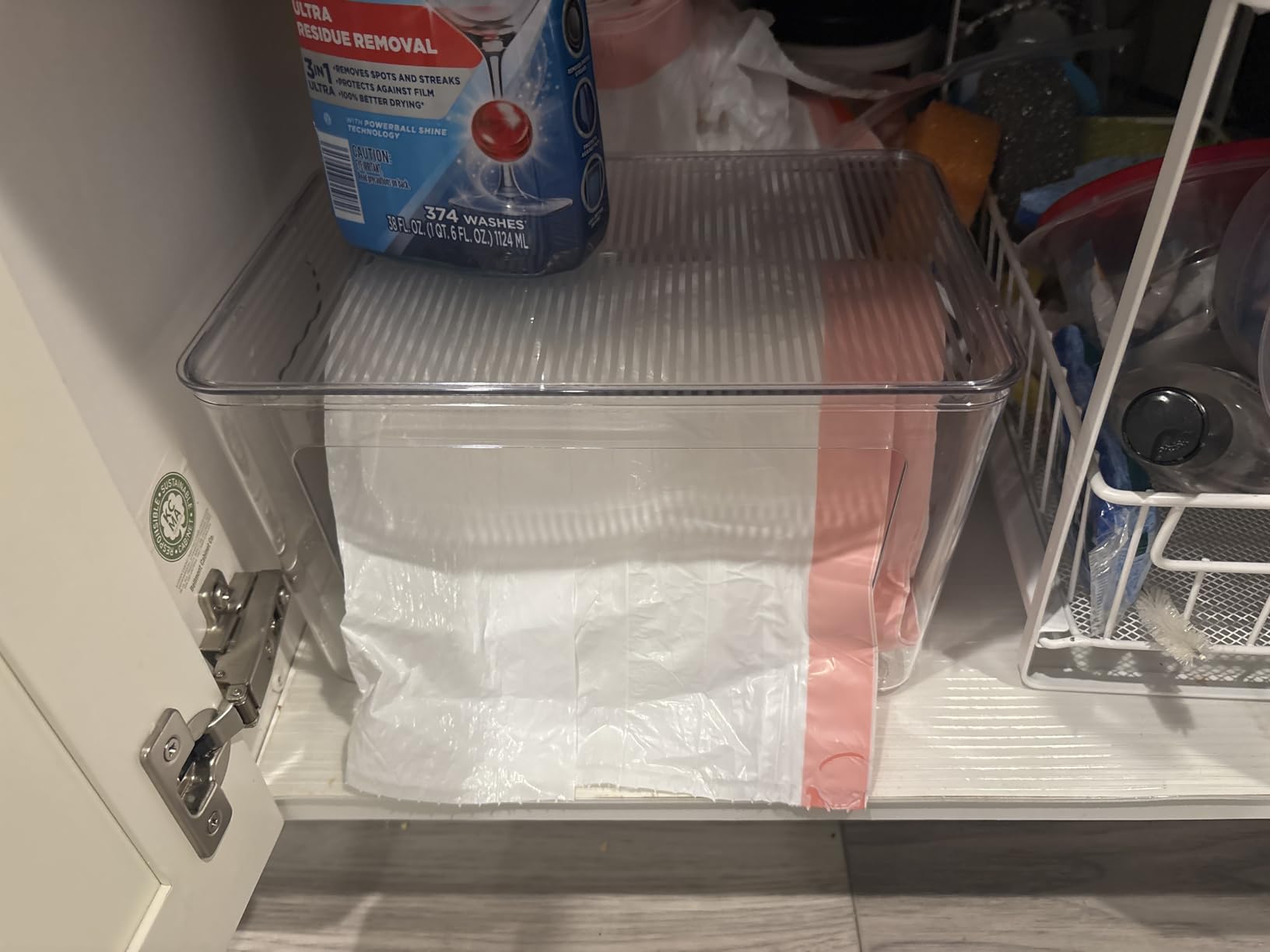 Vtopmart 2 Pack Trash Bag Holder, Stackable Garbage Bag Dispenser for 13/30/33 Gallon Bags, Clear Organizer Bins for Under Kitchen Sink customer photo 2