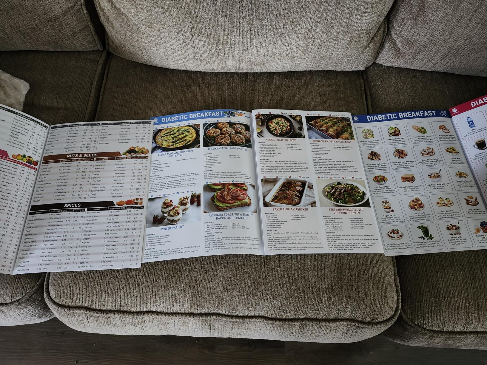HAMIEW 5 Pack Diabetes Food List Chart & 80+ Meal Planner Recipes for Beginner, Laminated Diabetes Diet Plan for Type 1 & 2, Food To Eat - Avoid w/Serving Size, Glycemic Index (GI), Net Carbs Calories customer photo 2