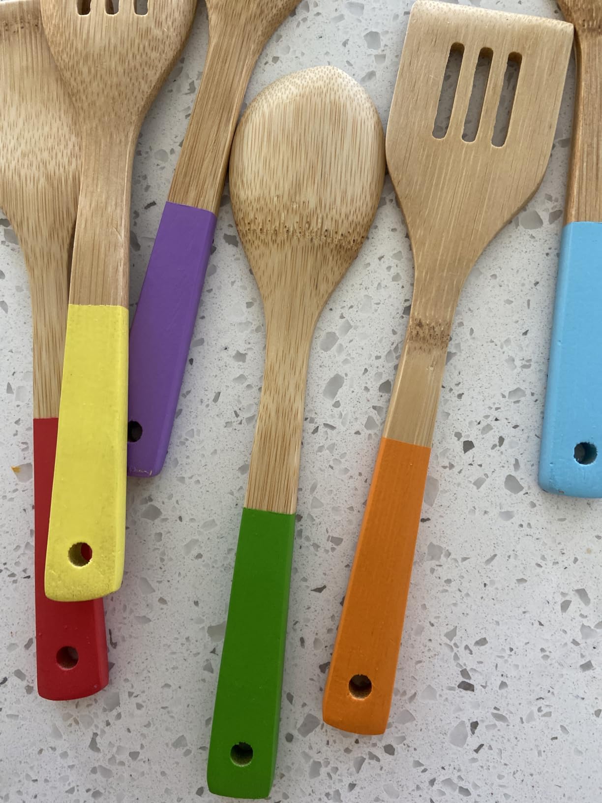 Rainbow Bamboo Kitchen Utensil Set for Kids - Montessori-Inspired 6-Piece Real Cooking Tools | Ages 2+ | Natural Bamboo | Color-Coded | Thoughtful Gift for Toddlers & Preschoolers customer photo 2