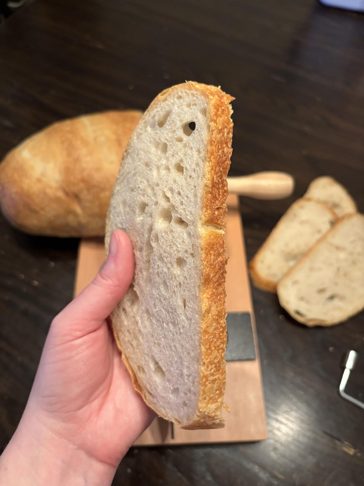 Manual Bread Slicer for Homemade Sourdough Bread, Metal Guide & Adjustable Thickness, Hand Crank Bread Slicer - Upgraded Model, Gift Packaging & Stainless Steel Blade &Solid Wood Base customer photo 2
