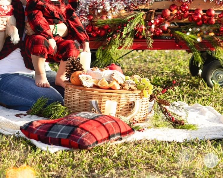 STBoo Picnic Basket for 2 - Wicker Basket Set with Wine Table | Handmade Willow Basket with Insulated Cooler Bag for Outdoor Camping, Great Gifts for Wedding, Birthday customer photo 2