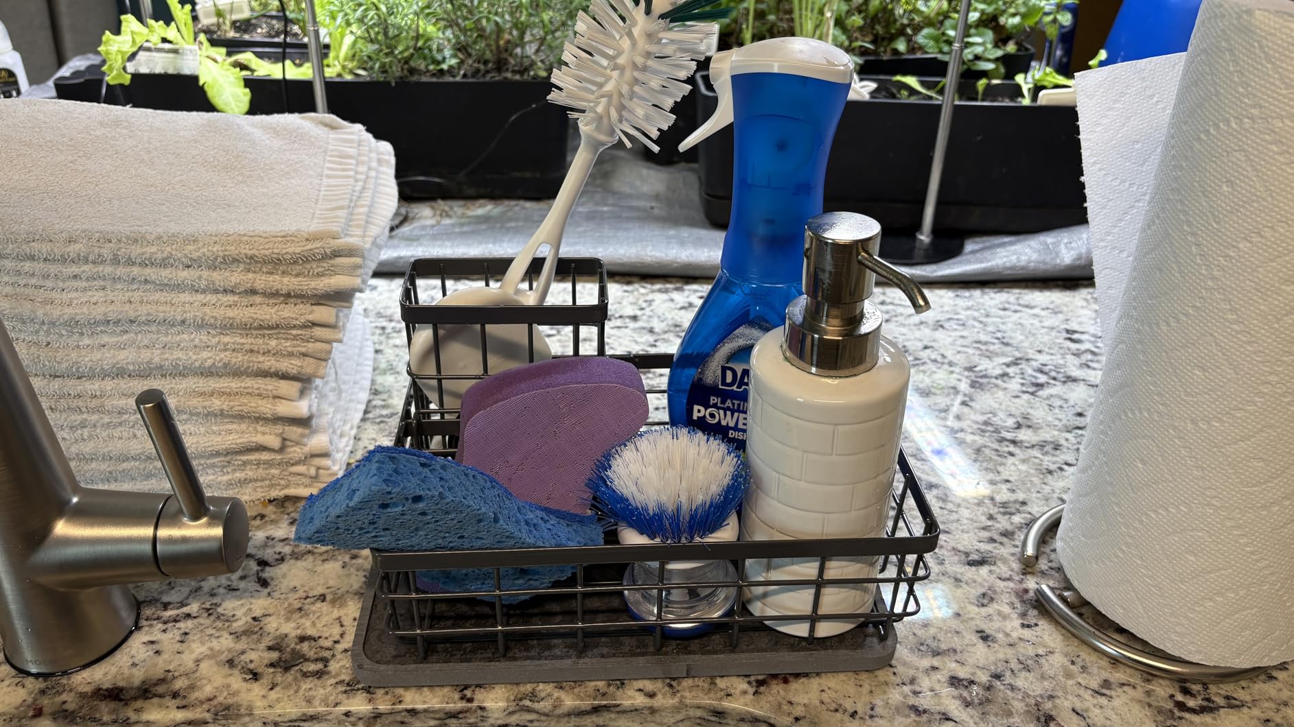 Kitchen Sink Caddy Organizer, Stay-Dry Anywhere and No Drainage Needed Sponge Holder for Kitchen Sink Countertop, Stainless Steel with Rust-Resistant Coating customer photo 2