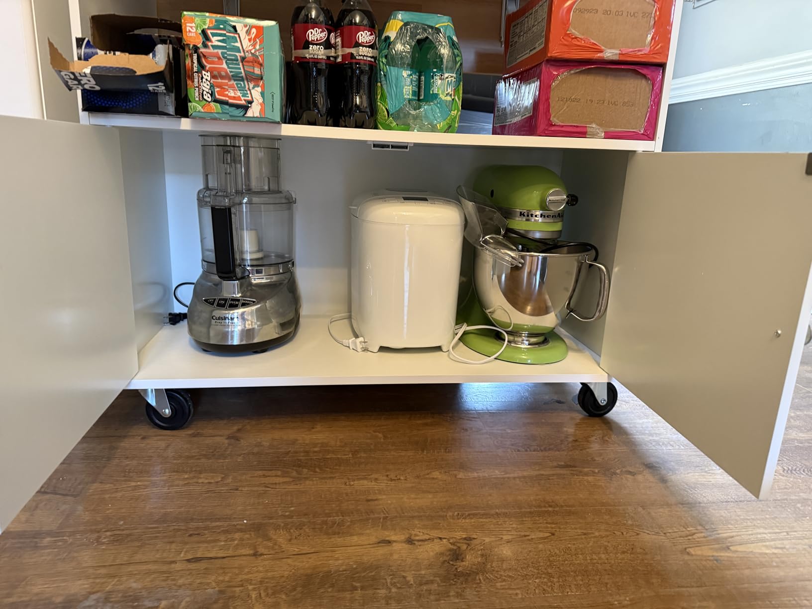 Rolling Kitchen Island with Storage Cabinet, 35.4'' Width Kitchen Cart, 2 Drawers Island Table, Portable Mobile Kitchen Island with Towel Rack, Wood Top and Lockable Wheels, Blue customer photo 1