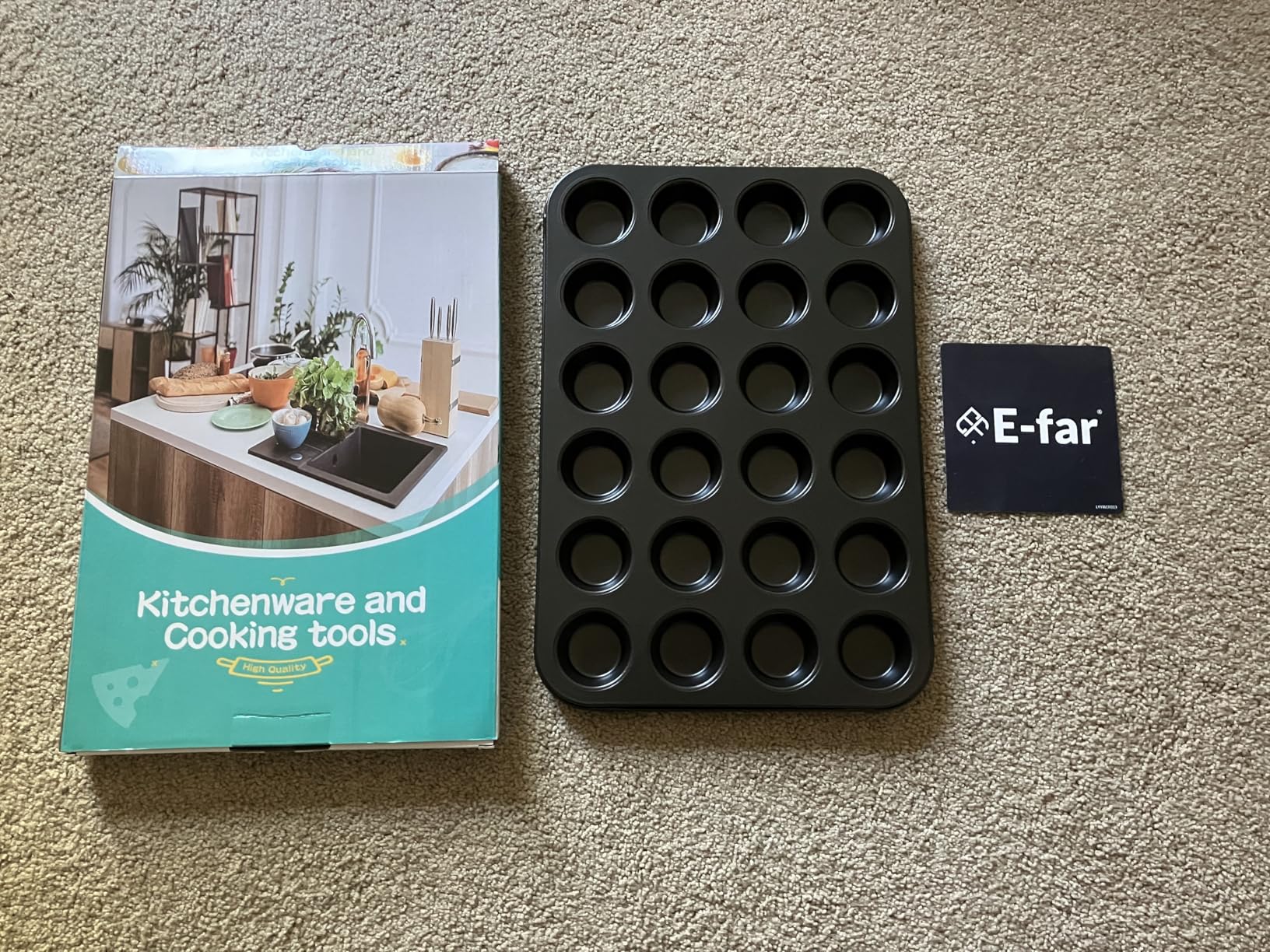 E-far Mini Muffin Pan - 24-Cup Nonstick Carbon Steel Cupcake Tin for Perfect Mini Muffins & Cupcakes, Warp-Free Bakeware for Even Baking & Easy Release, Oven Safe customer photo 2