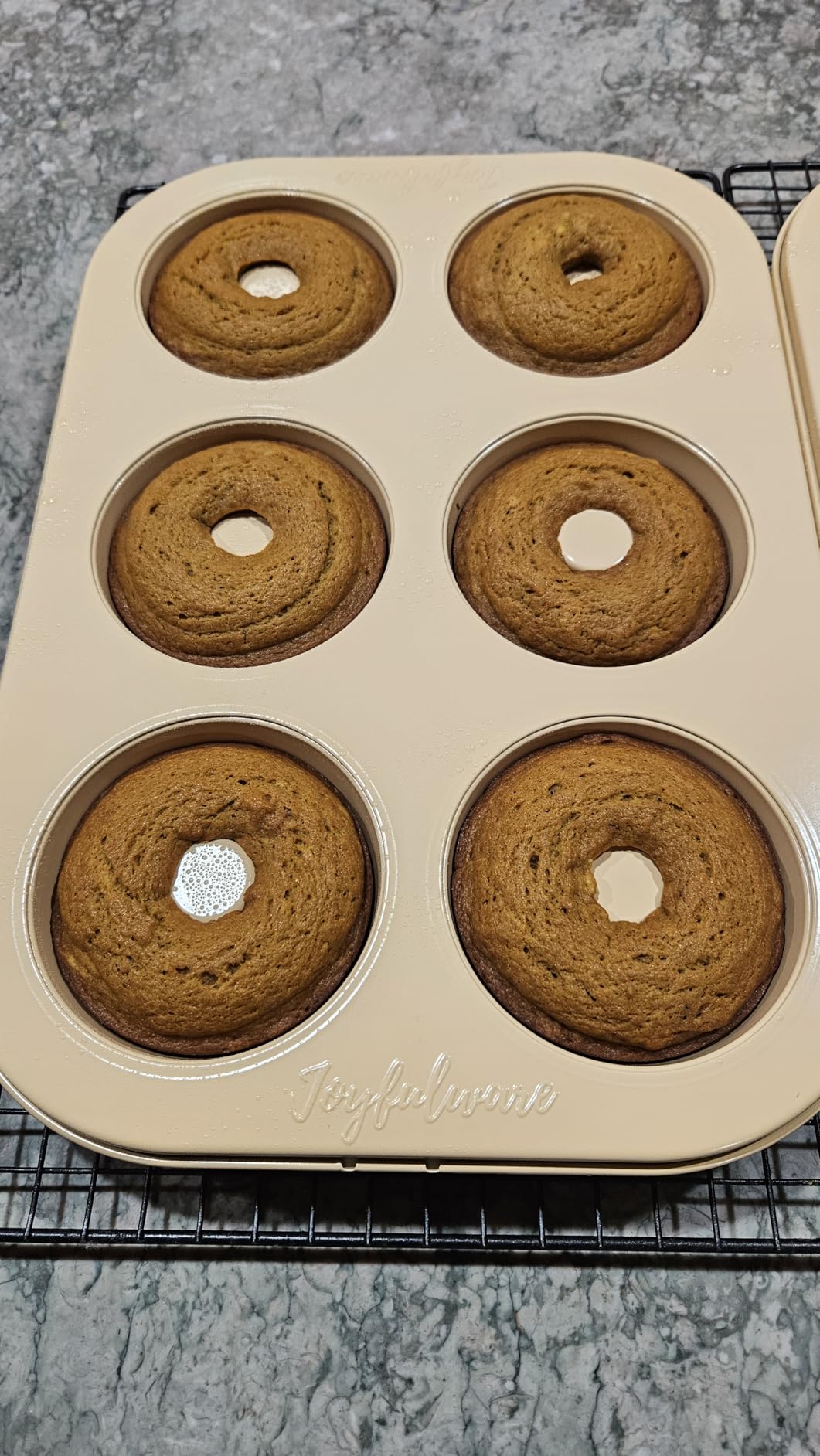 Donut Pan for Baking - Set of 2 Non-stick Donut Pans - Carbon Steel Doughnut Pan - 6 Cavity Full-Sized Donut Molds for Baking - Trendy Beige Donut Baking Pan customer photo 2