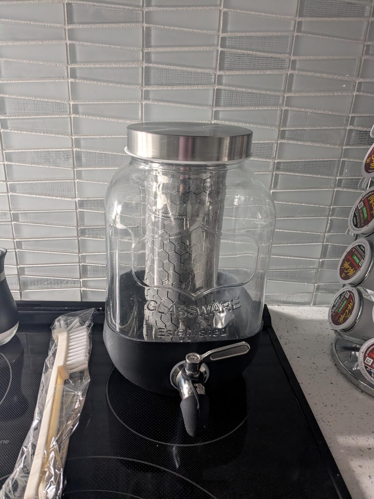 Cold Brew Coffee Maker, 1 Gallon Iced Coffee Maker With Stainless Steel Filter, Heavy Duty Glass Cold Brew Pitcher With Stainless Steel Spigot, Mason Jar Cold Brew Coffee Maker Fast Iced Tea Maker customer photo 1
