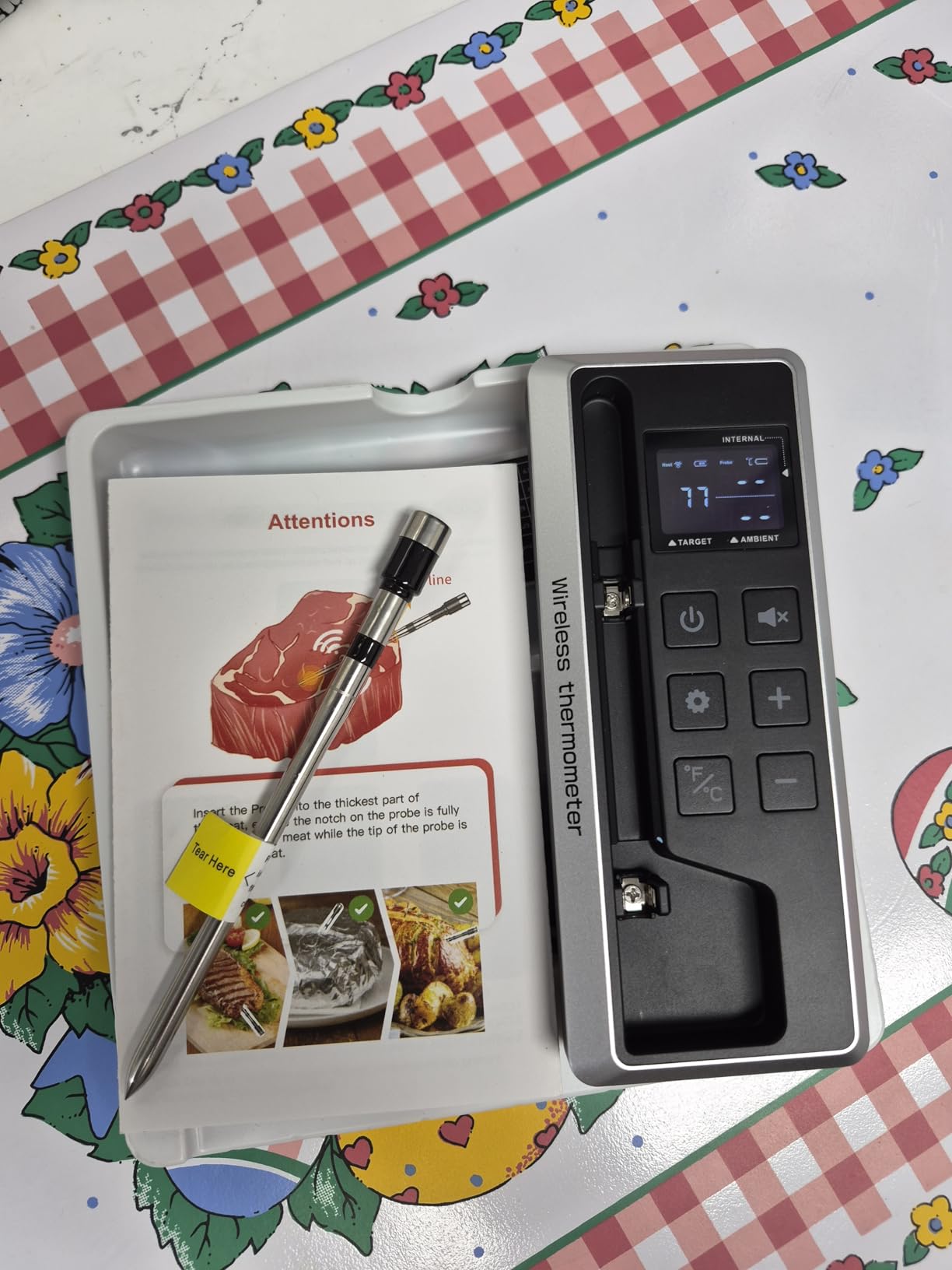 Wireless Meat Thermometer with Smart Timer & APP Control, 800ft Bluetooth Grill Food Thermometer - 0.19In-Ultra Thin Probe, ±0.5°F Accuracy, Digital Backlit Screen for BBQ, Oven, Smoker, Kitchen customer photo 1