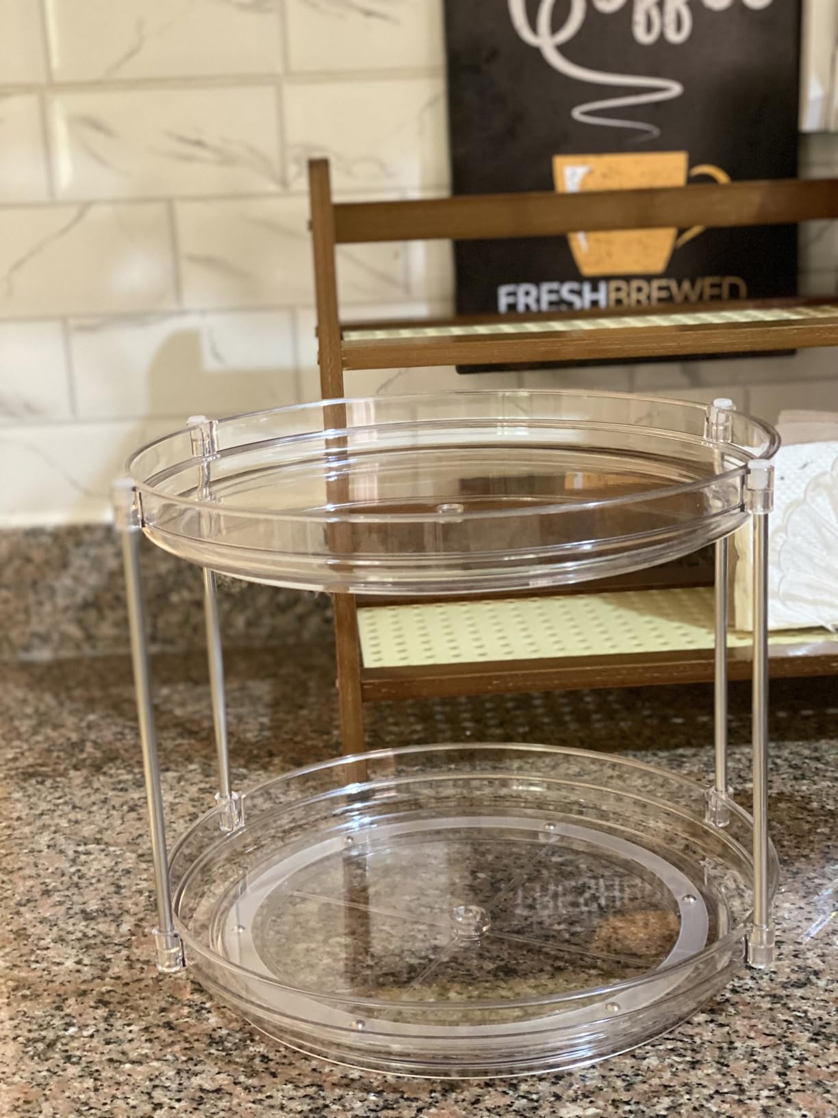 2 Tier Non-Skid Acrylic Lazy Susan Turntable Organizer - Rotating Spice Rack - Spinning Organization Tray for Kitchen, Pantry, Countertop, Closet, Bathroom, Vanity, Medicine Cabinet Organizing, 9.25'' customer photo 2