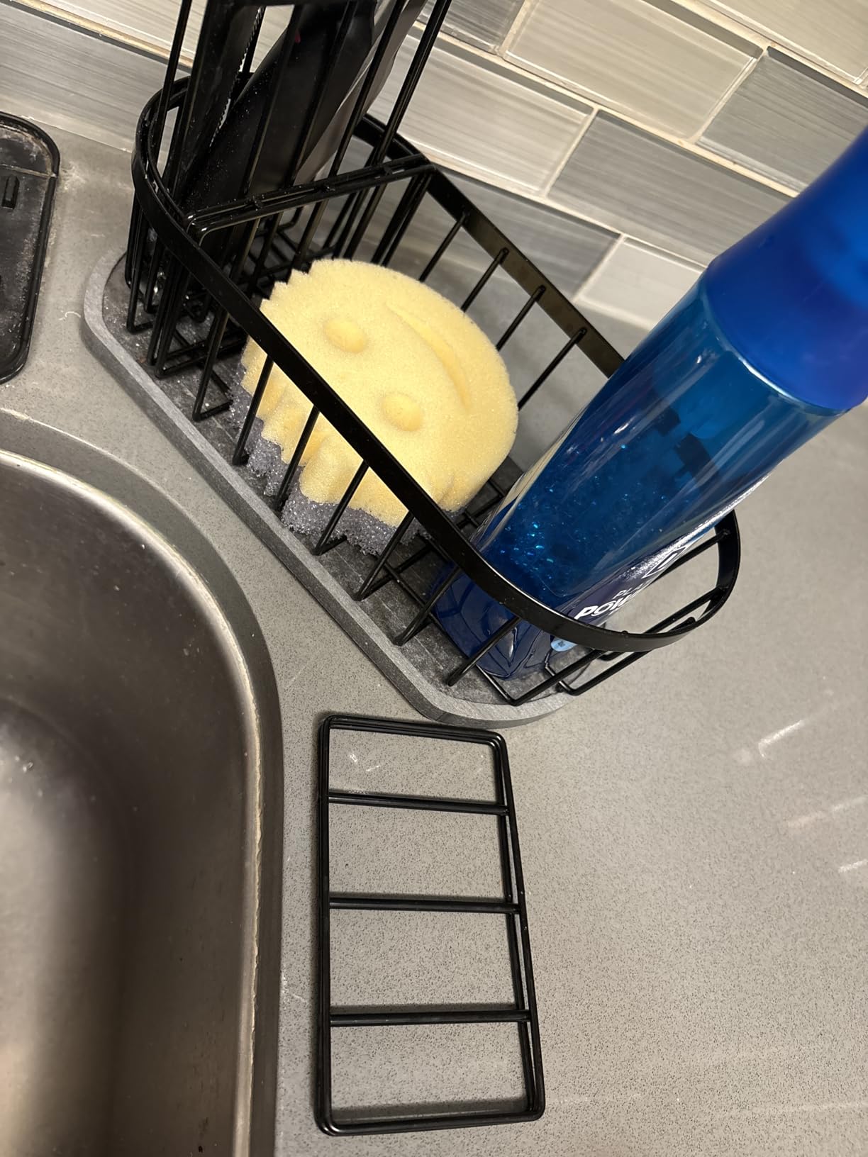 Kitchen Sink Caddy Organizer, Stay-Dry Anywhere and No Drainage Needed Sponge Holder for Kitchen Sink Countertop with High Brush Holder, Rustproof 304 Stainless Steel customer photo 1