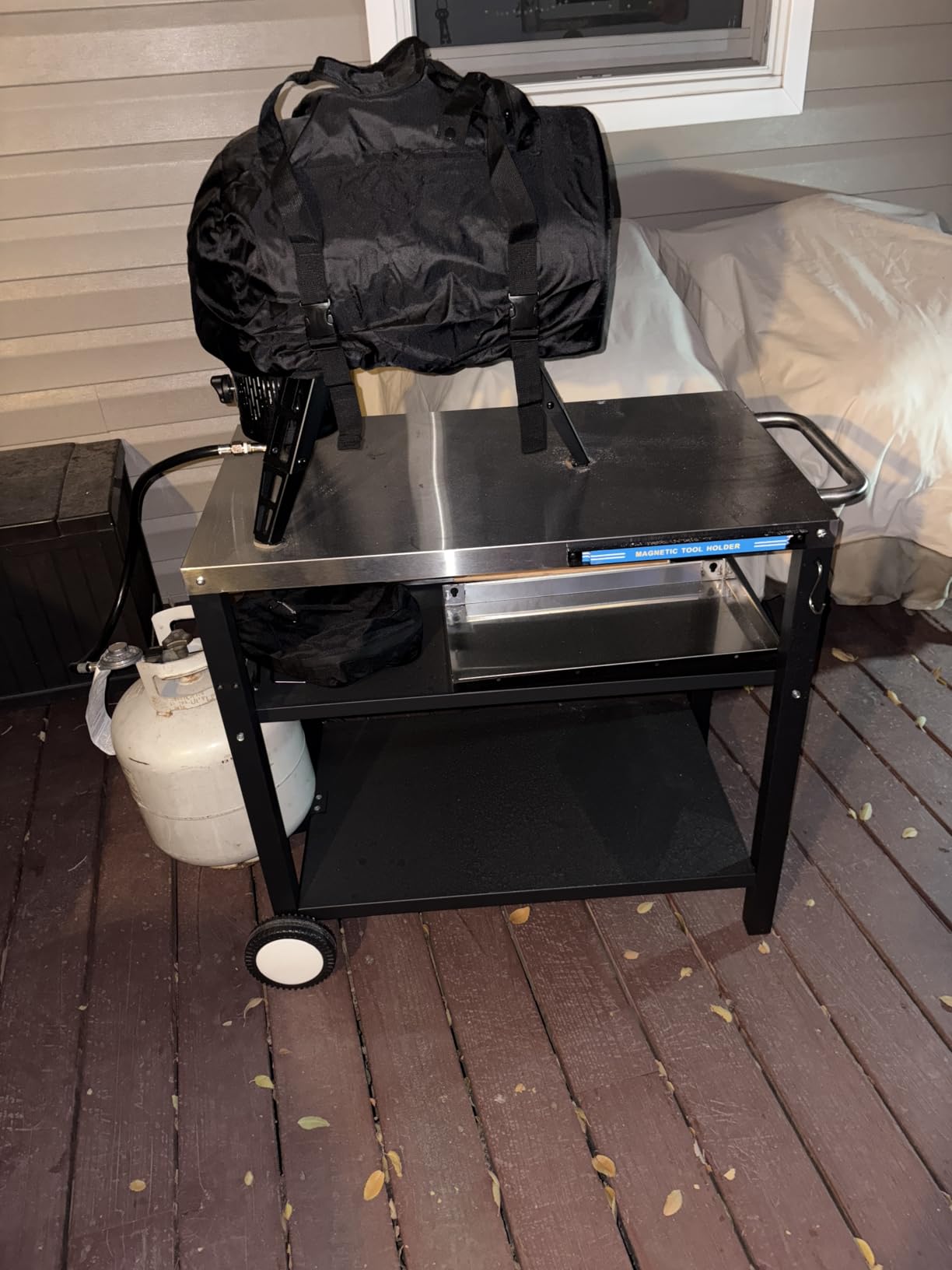 GasOne Stainless Steel Grill Table - 44 x 20-inch Rolling Grill Cart - Multifunctional Outdoor Side Table with Side Shelf, Trash Bag Hanger, Tool Holder - Ideal for Food Prep, Pizza Oven, Griddle customer photo 1