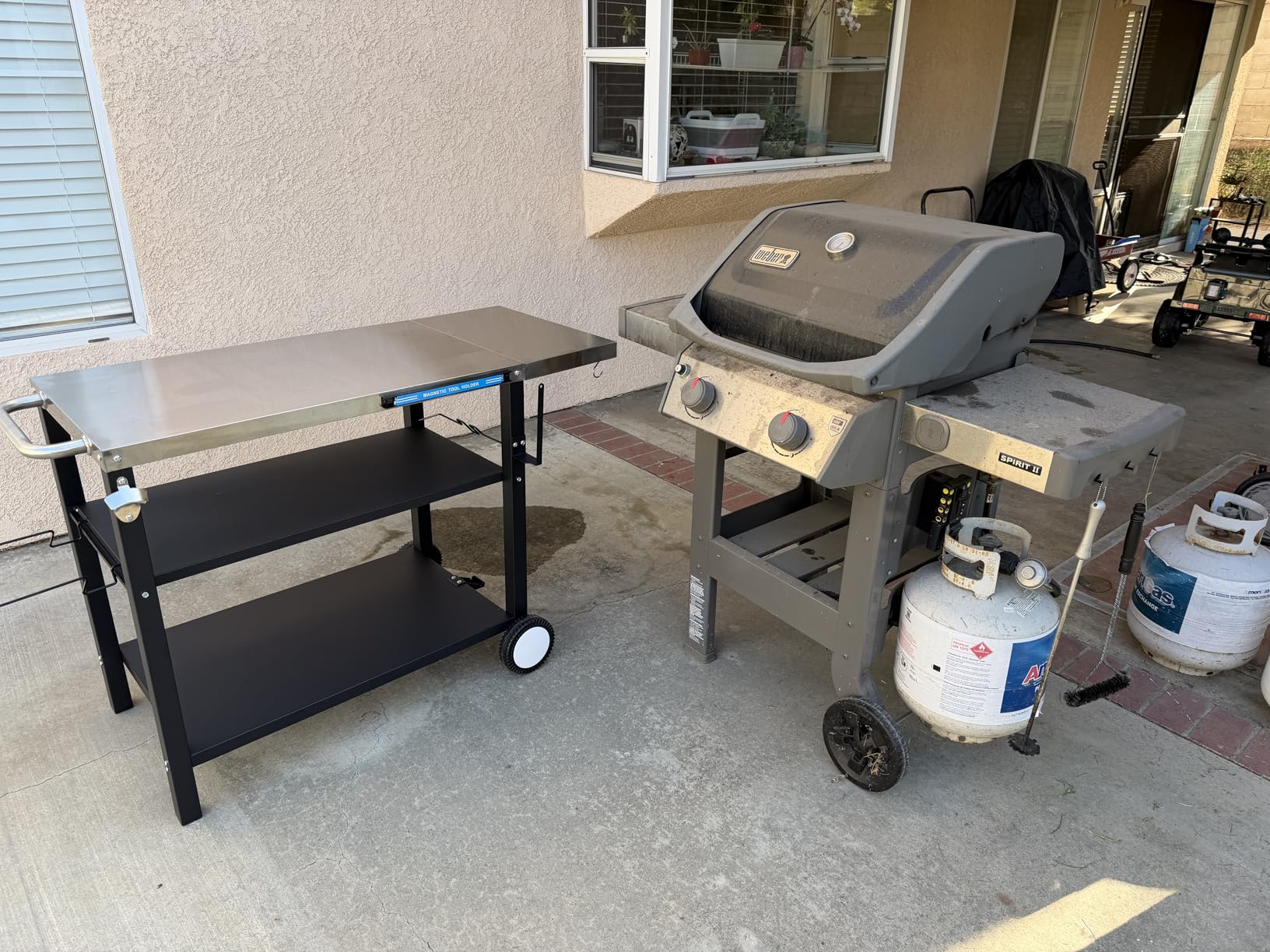 GasOne Stainless Steel Grill Table - 44 x 20-inch Rolling Grill Cart - Multifunctional Outdoor Side Table with Side Shelf, Trash Bag Hanger, Tool Holder - Ideal for Food Prep, Pizza Oven, Griddle customer photo 2