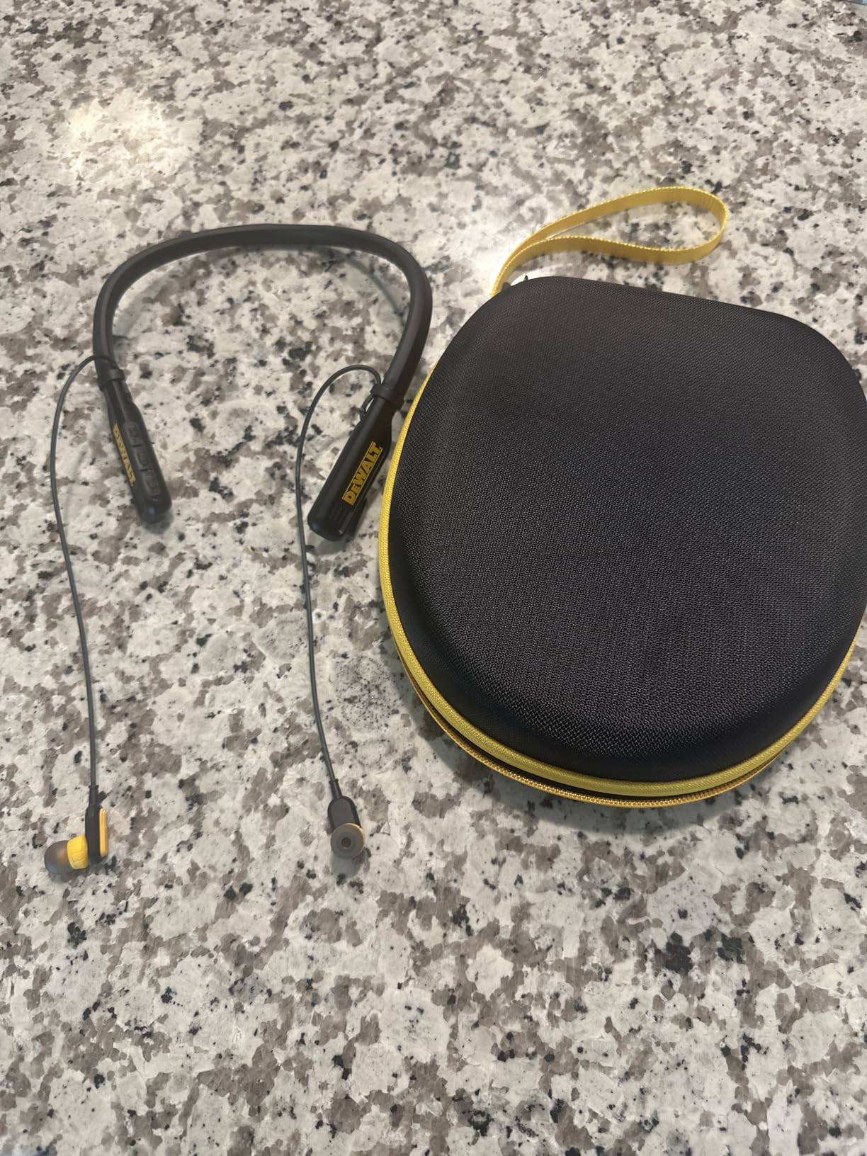 DEWALT Heavy Duty Magnetic Bluetooth Neckband Headphones, Wireless Around the Neck Earbuds w/30H Runtime+Noise Isolation, HandsFree Magnetic Wireless Earphones w/Mic Bluetooth Headsets - Black Edition customer photo 1