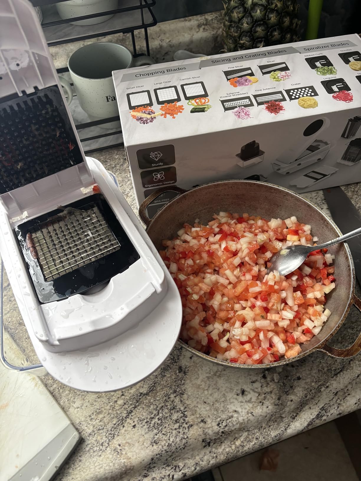 8 Blade All-in-1 Vegetable Chopper Mandoline Slicer with Container, Food Chopper, Onion Chopper, Veggie Cutter for Salad, Kitchen Gadgets Accessories Essentials, White customer photo 2