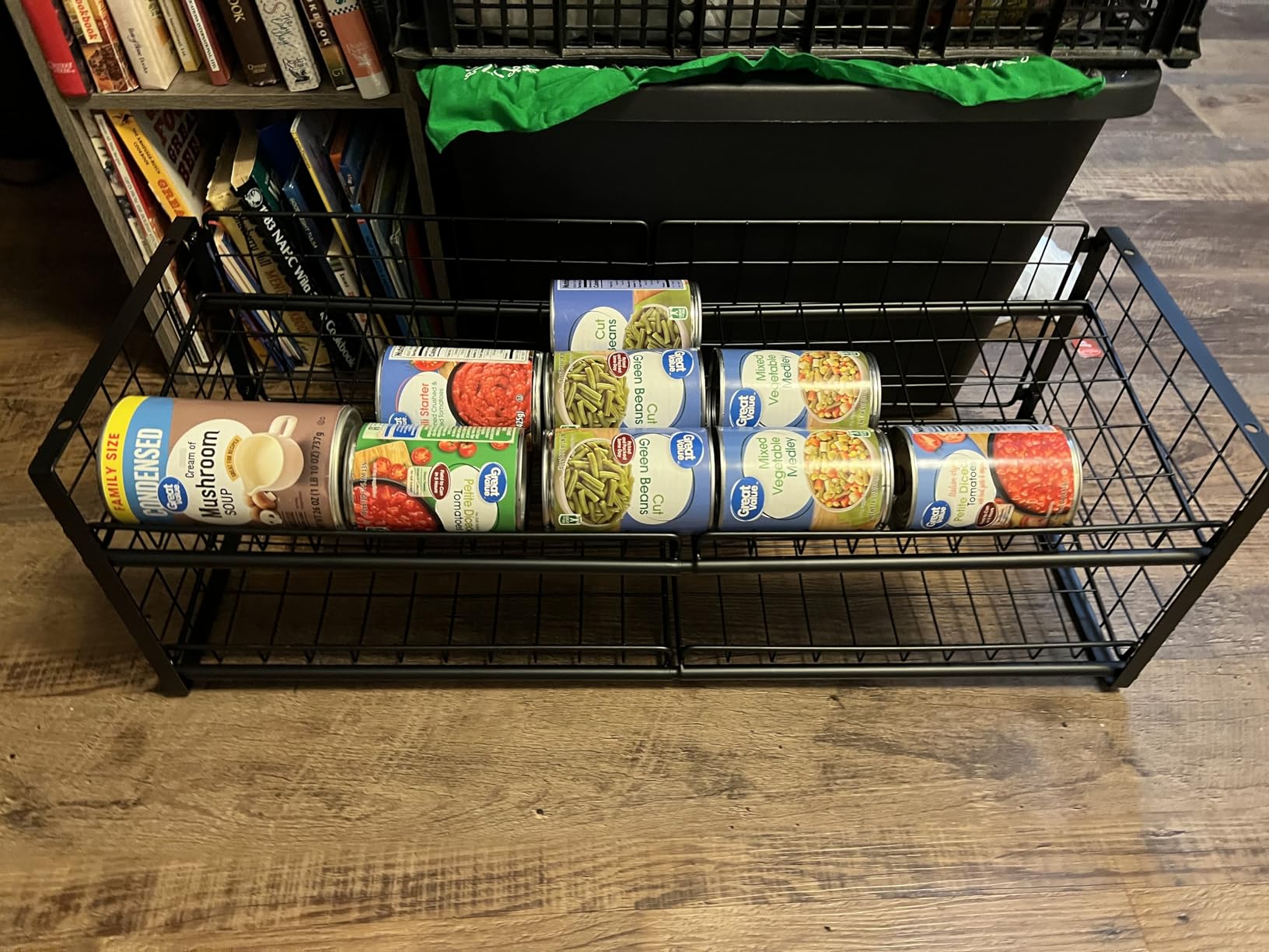 2-Tier Stackable Can Organizer for Pantry, Adjustable Extra-Long Can Rack for Pantry Shelf Organizer and Storage, Sturdy Standing Can Holder for Canned Soup Food Goods Storage up to 64 Cans, Black customer photo 1