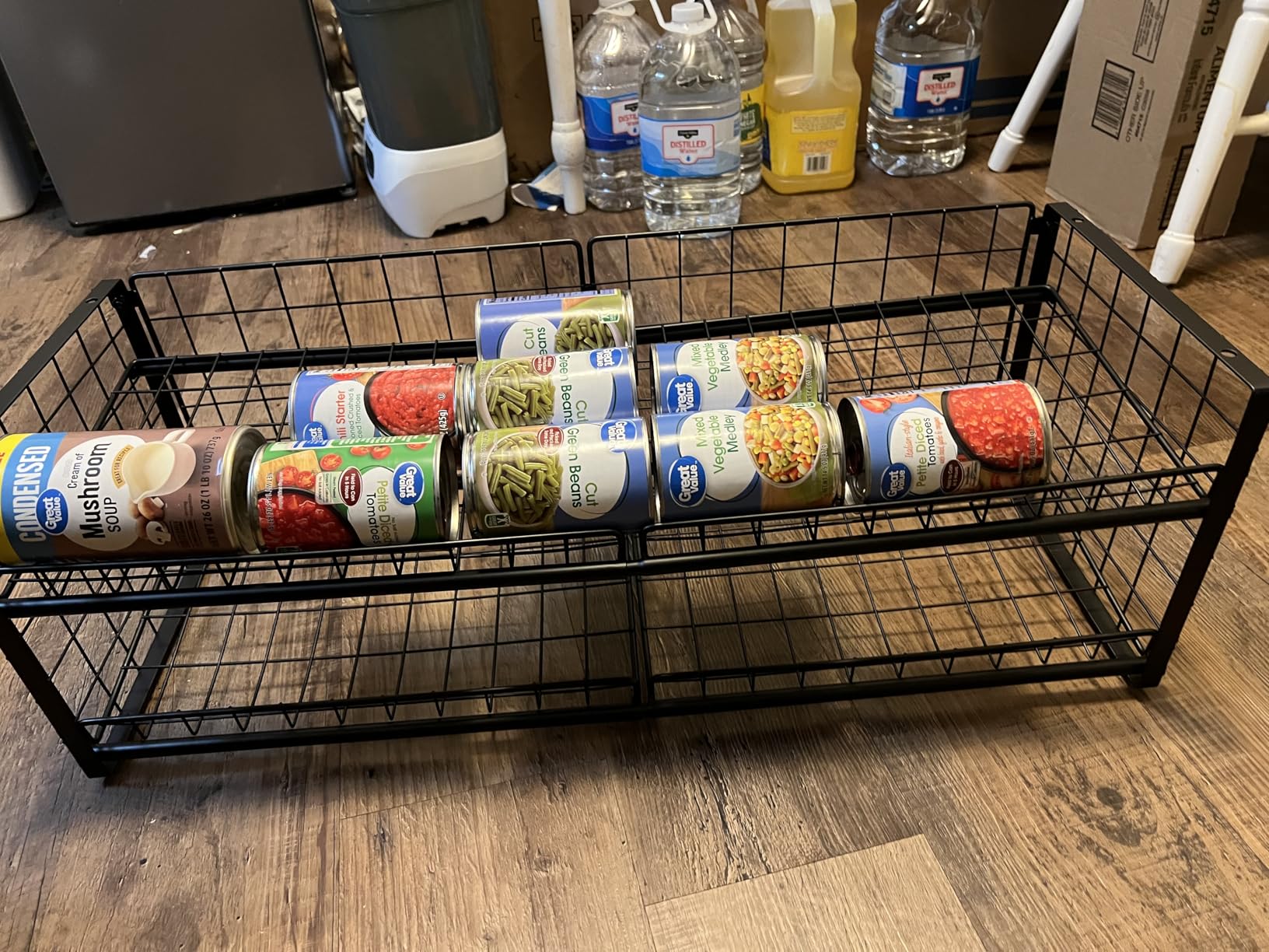 2-Tier Stackable Can Organizer for Pantry, Adjustable Extra-Long Can Rack for Pantry Shelf Organizer and Storage, Sturdy Standing Can Holder for Canned Soup Food Goods Storage up to 64 Cans, Black customer photo 2