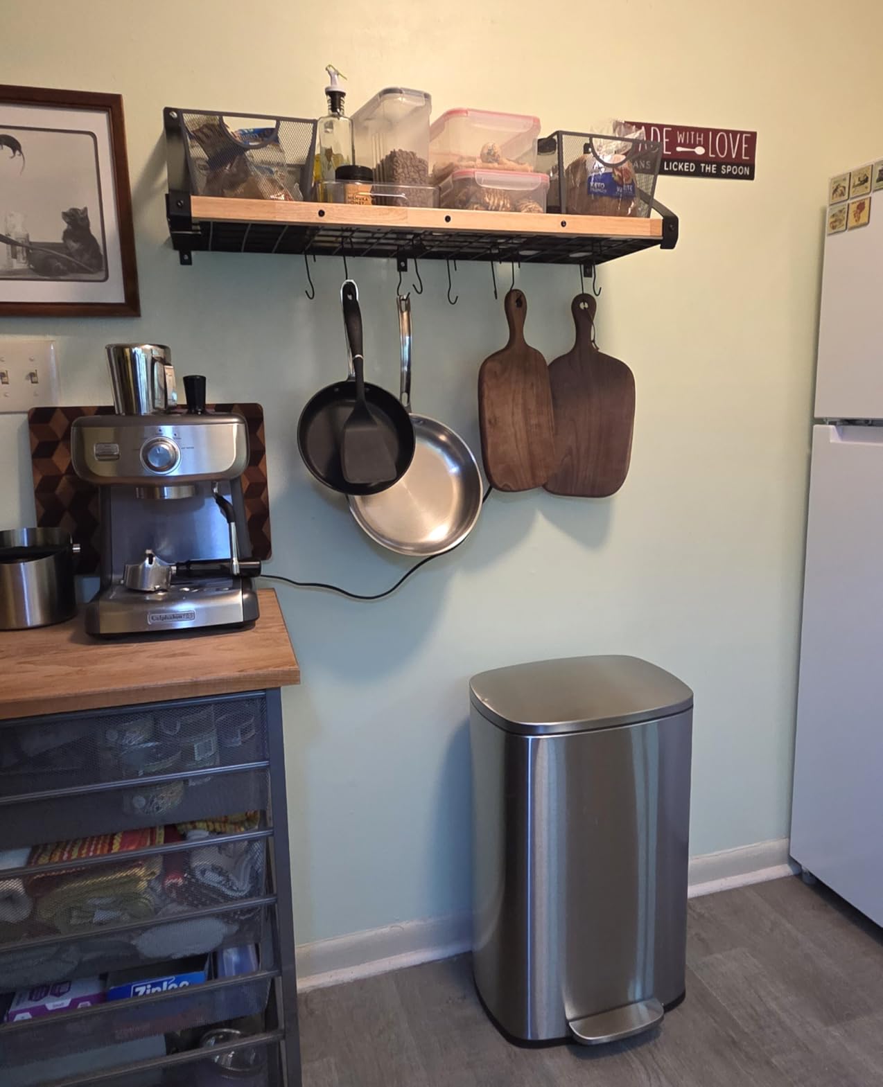 KES 132lb Heavy Duty Hanging Pot Rack Wall Mounted, 34 Inch Solid Wood Pot Rack Wall Mounted with 20 Sturdy Hooks, 2-Tier Wooden Pots Hanger Organizer Matte Black, KUR529S85B-BK customer photo 1