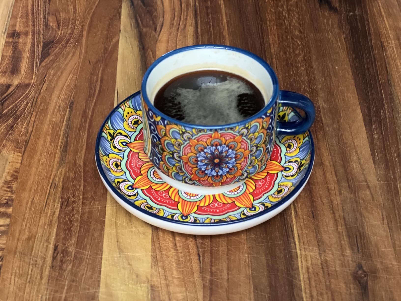 vancasso 2.5 Oz Stackable Espresso Cups with Saucers and Metal Stand Set of 4,Bohemian Ceramic Cappuccino Cups - Microwave and Dishwasher Safe, Perfect For Tea, Espresso, Latte, Cafe-01 customer photo 2