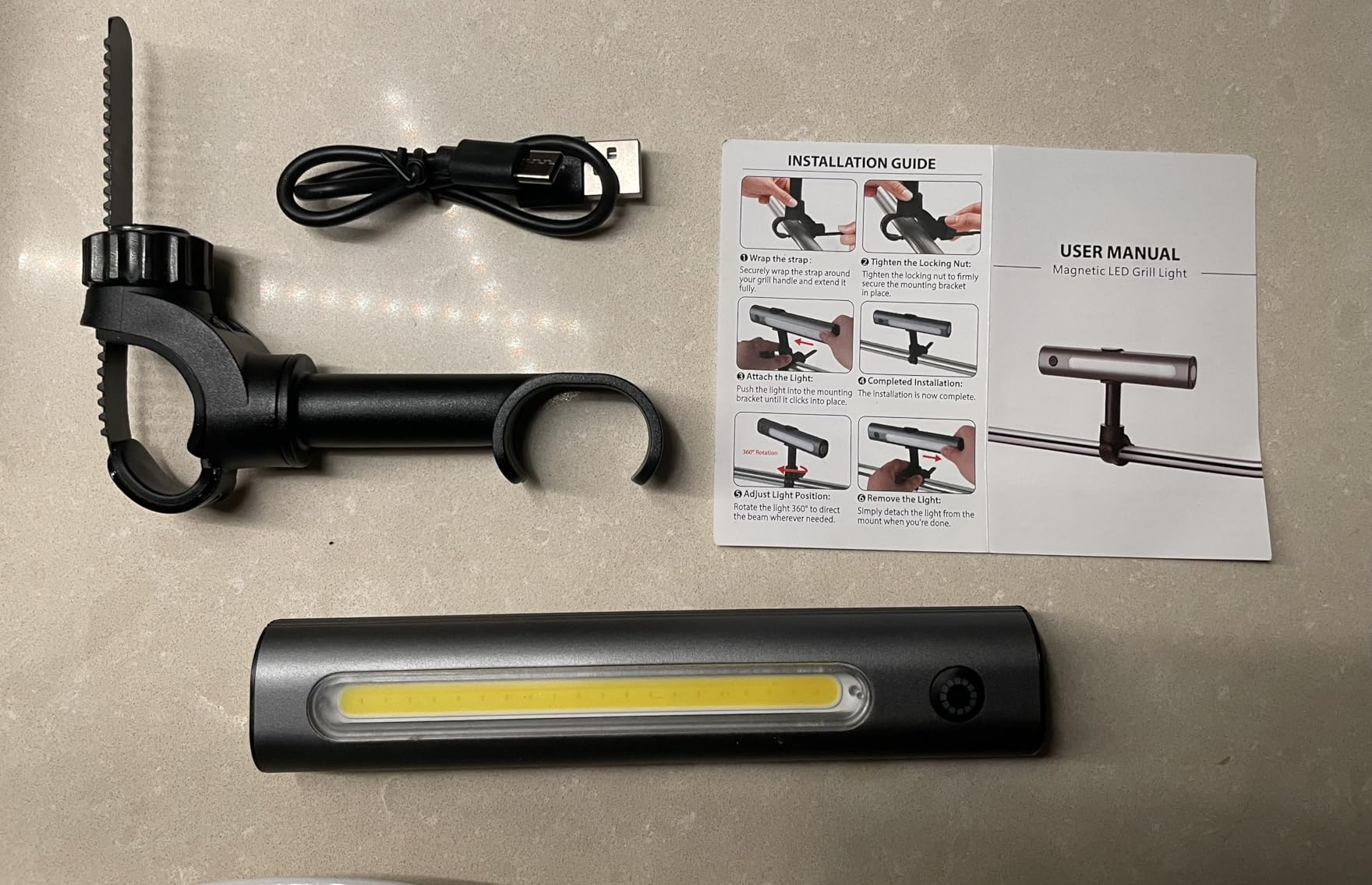 Barbecue Grill Light Designed for Blackstone & Weber Grill, Blackstone Griddle Accessories, Rechargeable LED Light for Outdoor, Grilling Accessories, Smoker BBQ Grilling Gift for Men Dad Him customer photo 2