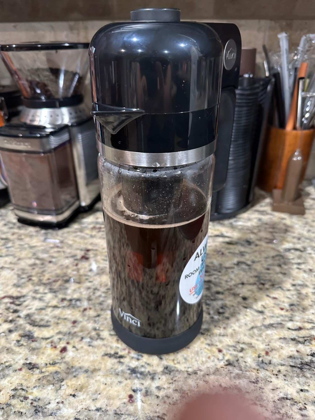 VINCI Express Cold Brew, Electric Cold Brew Coffee Maker in 10 Minutes, Glass Carafe, 3 Brew Strength Settings & Cleaning Cycle, Easy to Use & Clean 1.4 Liters Push Button Control customer photo 2