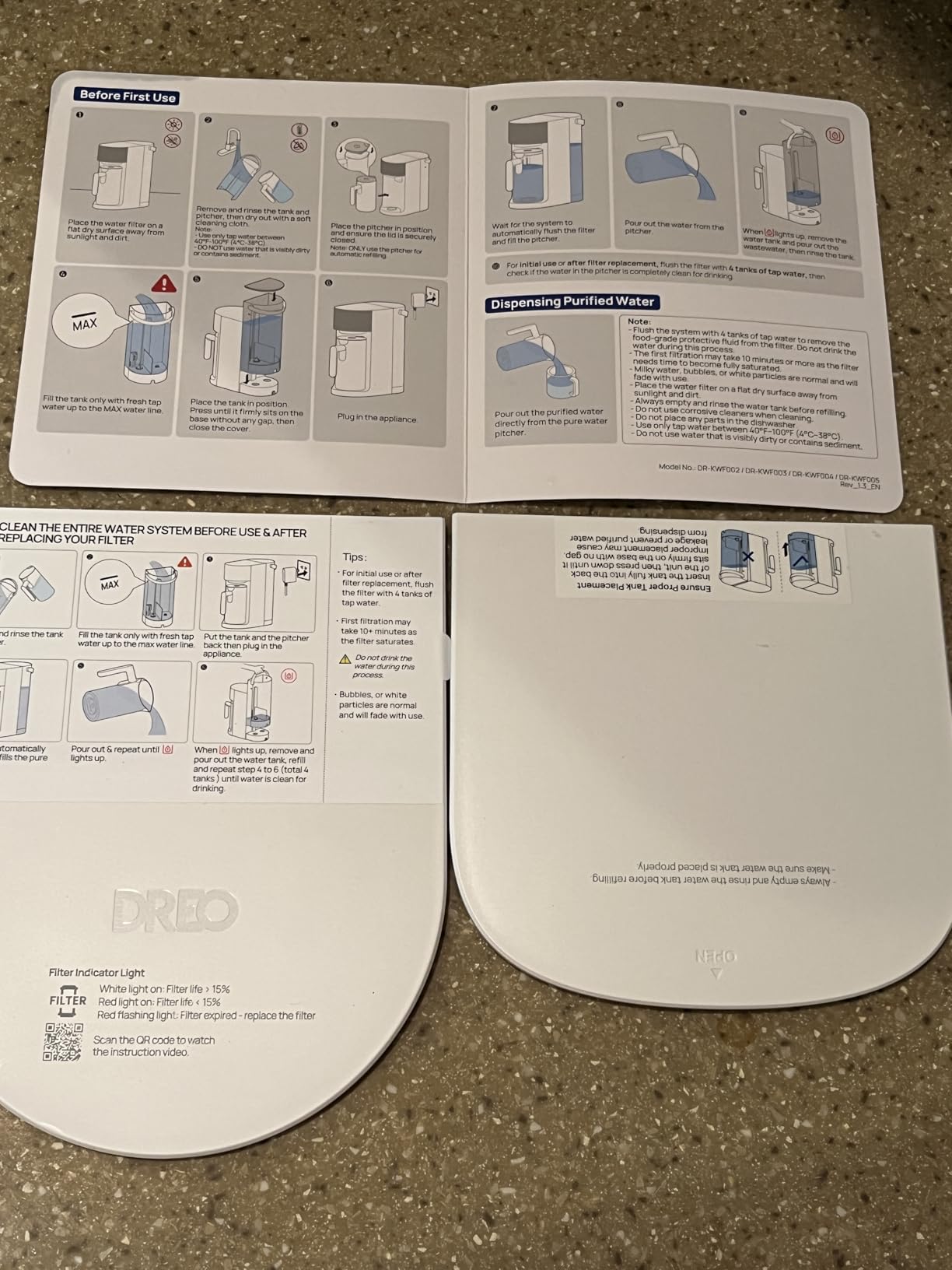 DREO Reverse Osmosis Water Filter Countertop, RO Filtration System, 3:1 Pure to Drain, TDS & Filter Life & Autofill Pitcher, Installation-Free, Self-Cleaning Water Purifier, RO Water Filter 112 3L customer photo 2