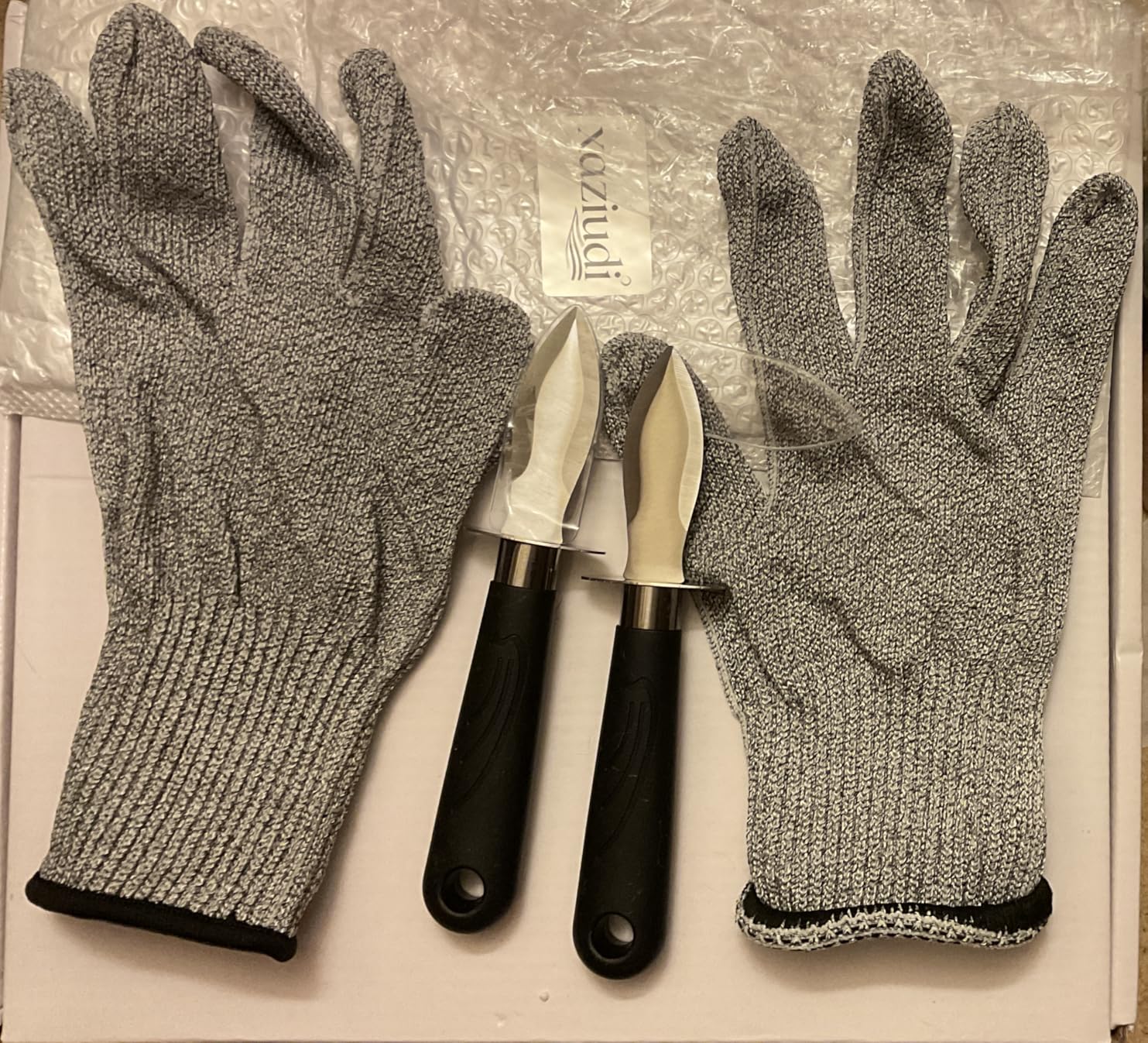 Oyster Shucking Knife Set - 2 Stainless Steel Oyster Shucker and Oyster Shucking Knife with PVC Sheath & 2 Cut Resistant Gloves and Oyster Shucking Kit for All Kinds of Shells, Clam, and Crab customer photo 2