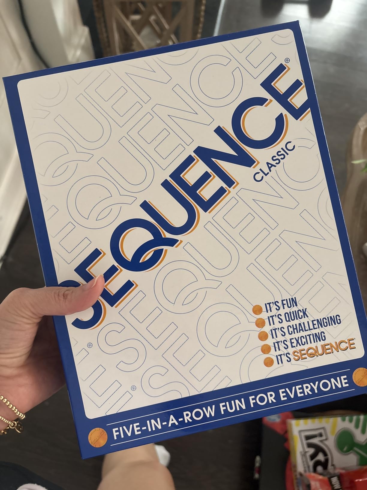SEQUENCE- Original SEQUENCE Game with Folding Board, Cards and Chips by Jax (Packaging may Vary) White, 10.3