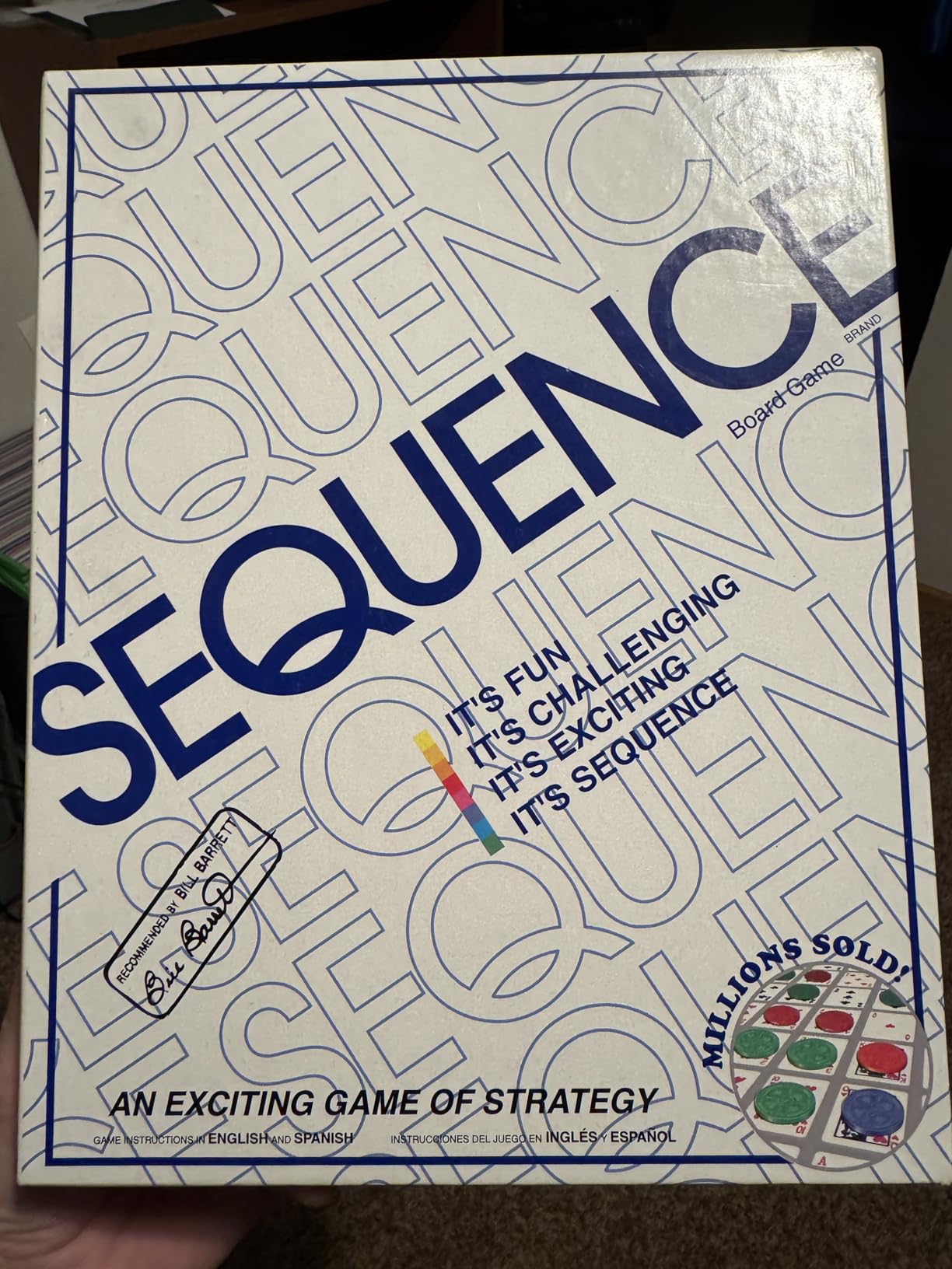 SEQUENCE- Original SEQUENCE Game with Folding Board, Cards and Chips by Jax (Packaging may Vary) White, 10.3