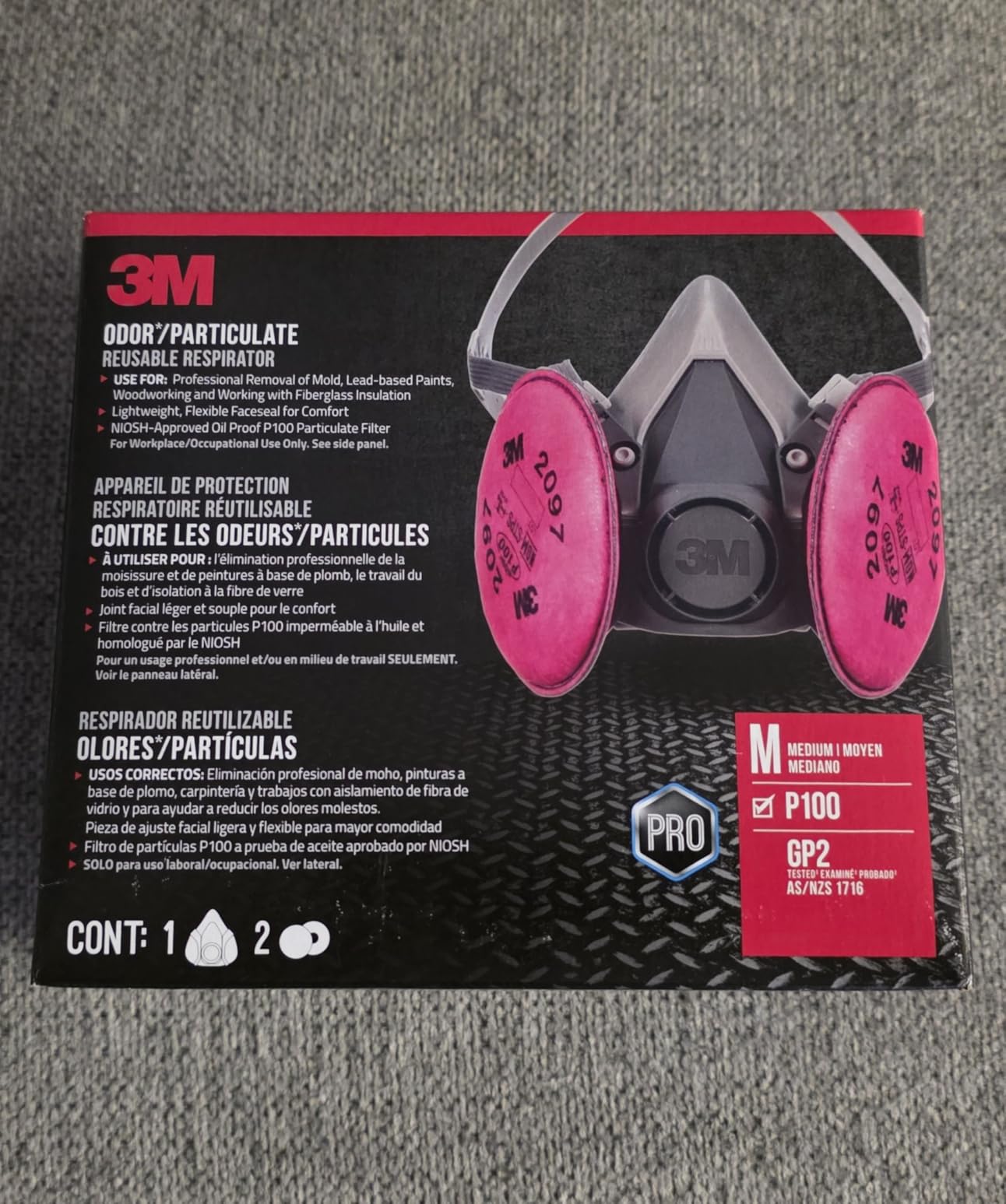 3M P100 Performance Mold & Lead Paint Removal Respirator, Medium Size, NIOSH-APPROVED P100 Rated Filter, Carbon Layer Helps Reduce Odor Nuisance customer photo 1