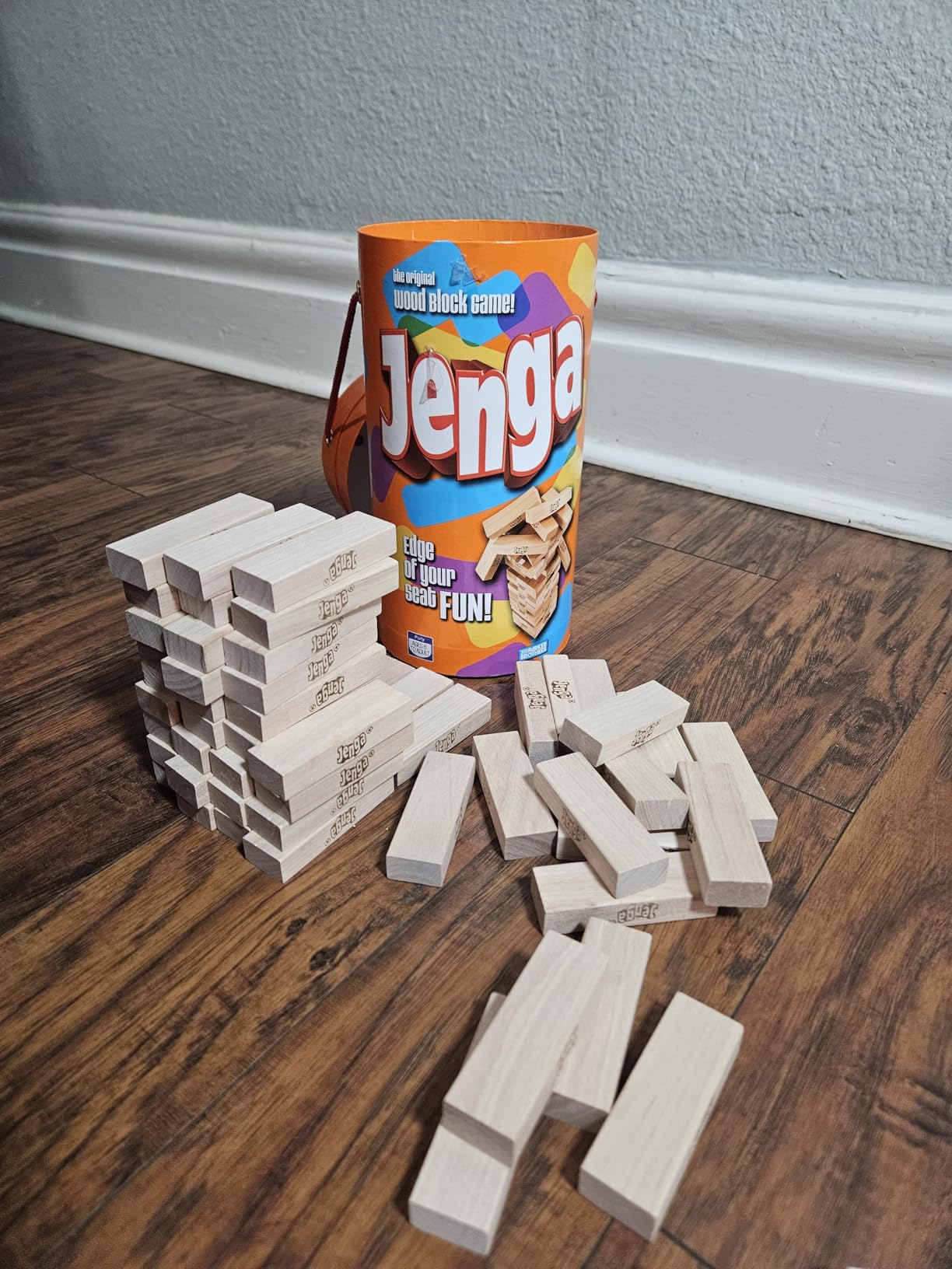 Hasbro Gaming Jenga Wooden Blocks Stacking Tumbling Tower Game | Party Games for Kids & Families | Stocking Stuffers | Ages 6+ (Amazon Exclusive) customer photo 1