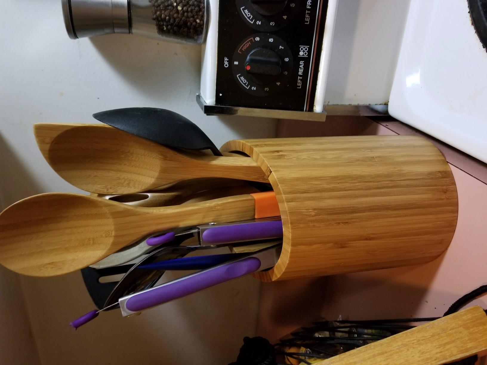 Lipper International 8827 Bamboo Wood Kitchen Tool Holder, 5-1/2