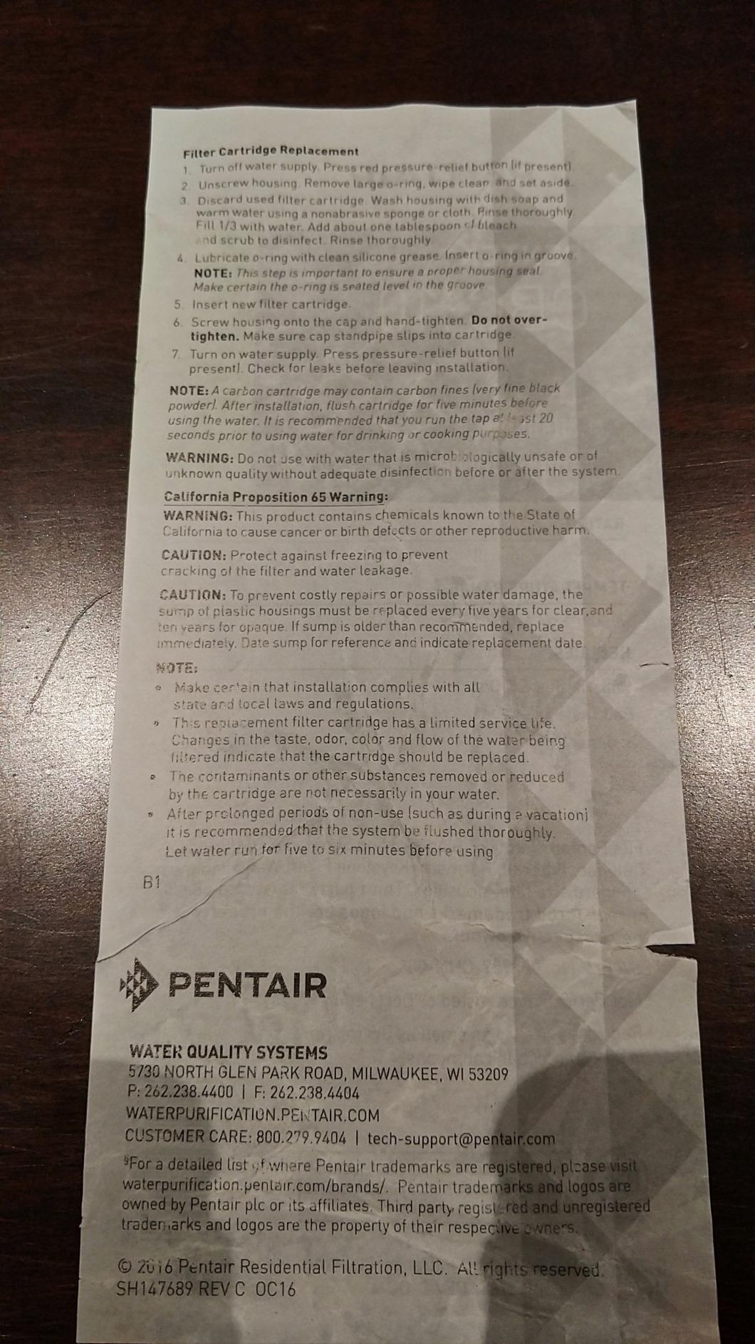 Pentair Pentek CBC-10 Carbon Water Filter, 10-Inch, Under Sink Carbon Block Replacement Cartridge with Bonded Powdered Activated Carbon customer photo 1