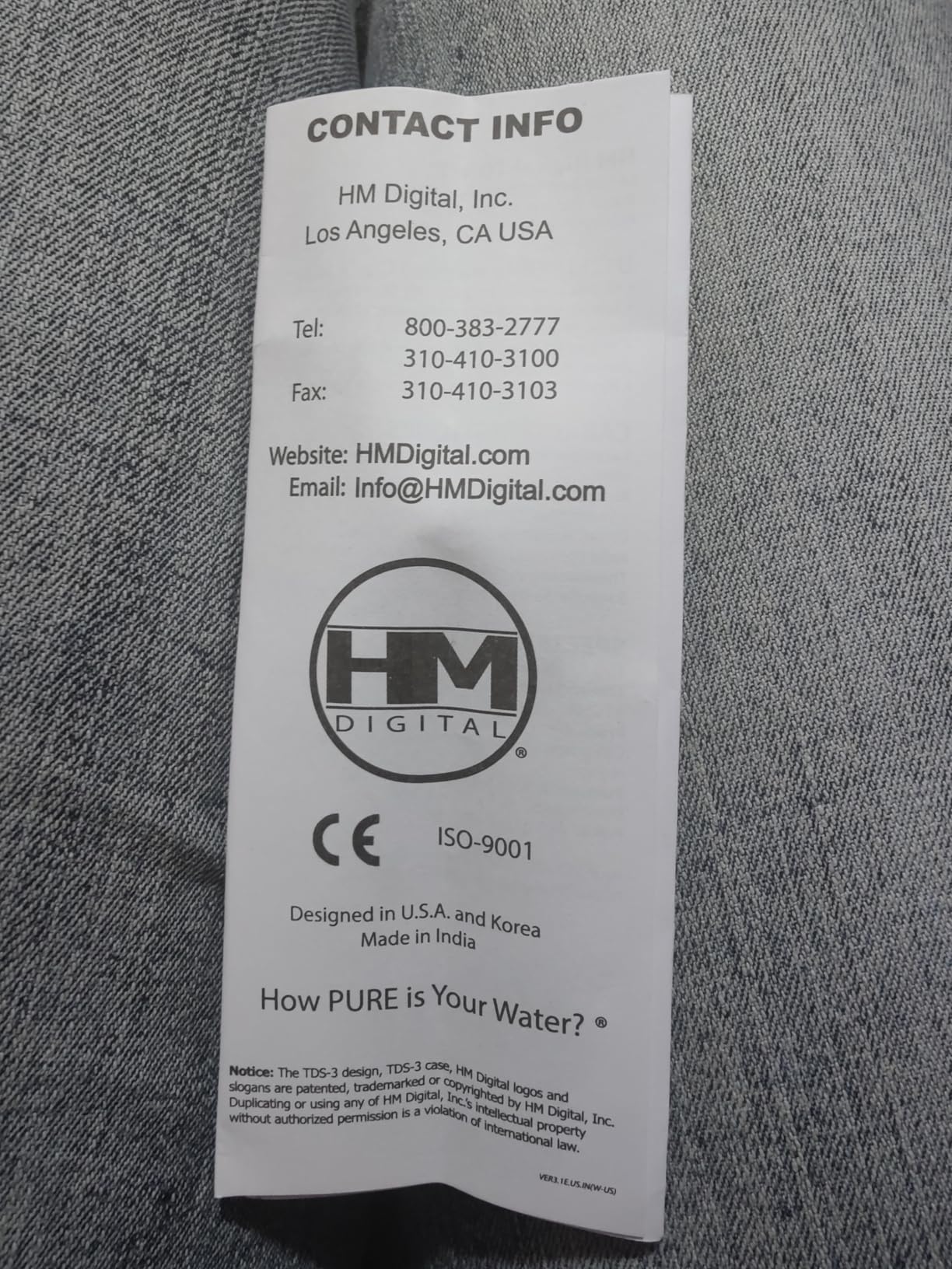 HM Digital TDS-3 Handheld TDS Meter With Carrying Case (0-9990 ppm) customer photo 1