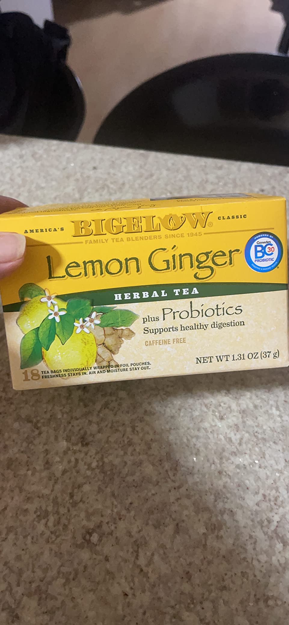 Bigelow Tea Lemon Ginger plus Probiotics Herbal Tea, Caffeine Free Tea with Lemon and Ginger, 18 Count Box (Pack of 6), 108 Total Tea Bags customer photo 2