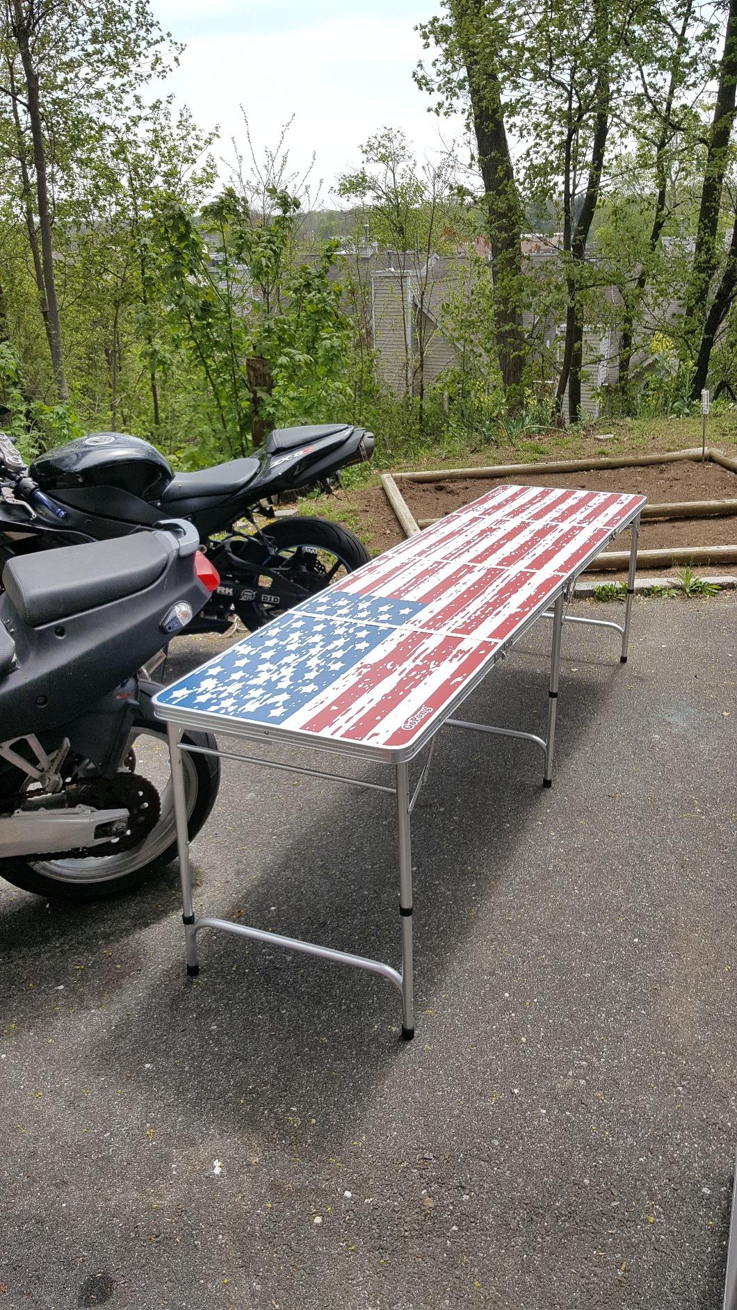 GoPong 8 Foot Portable Beer Pong/Tailgate Tables (Black, Football, American Flag, or Custom Dry Erase) customer photo 1