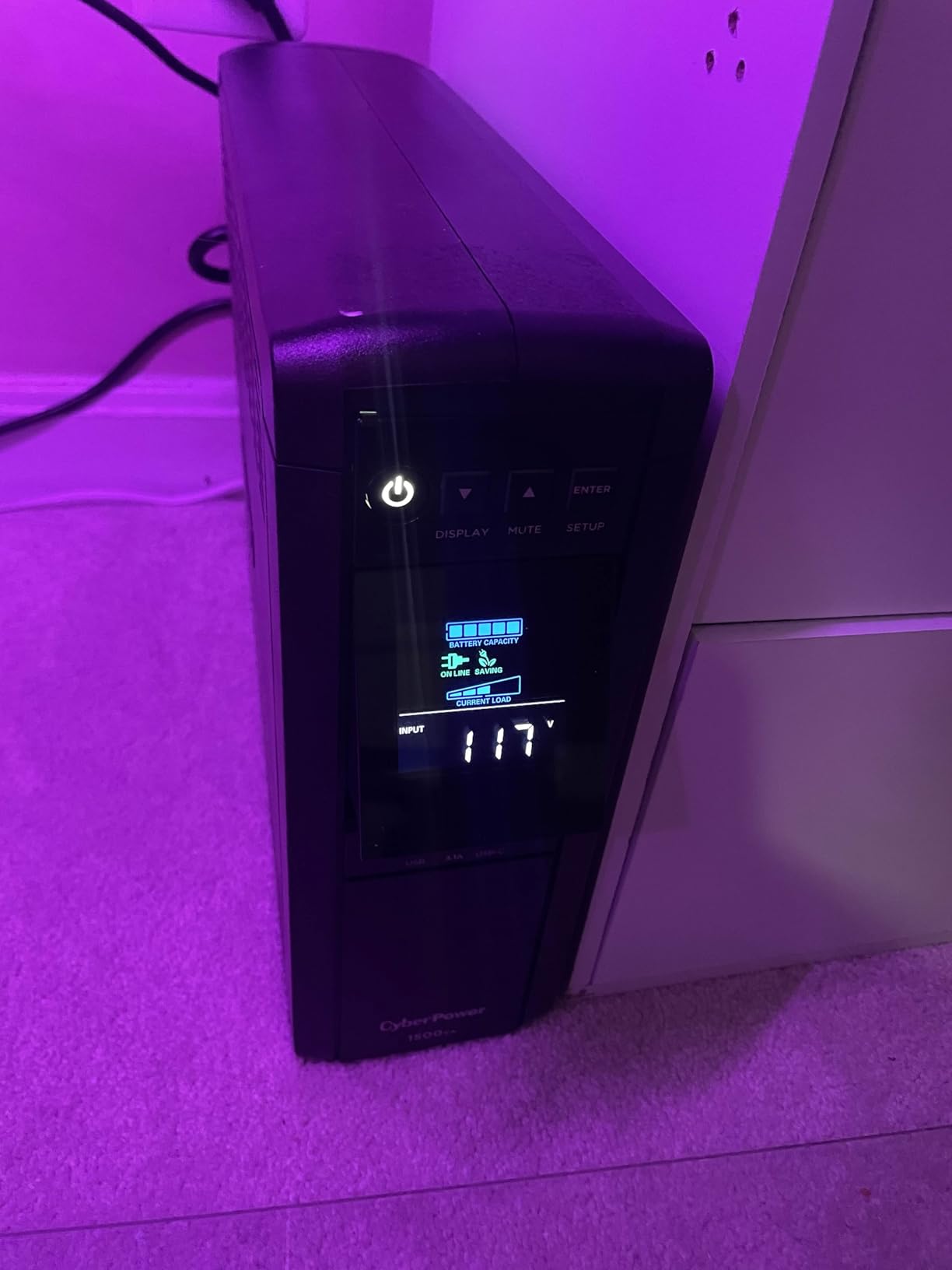 CyberPower CP1500PFCLCD PFC Sinewave UPS Battery Backup and Surge Protector, 1500VA/1000W, 12 Outlets, AVR, Mini Tower, UL Certified customer photo 1