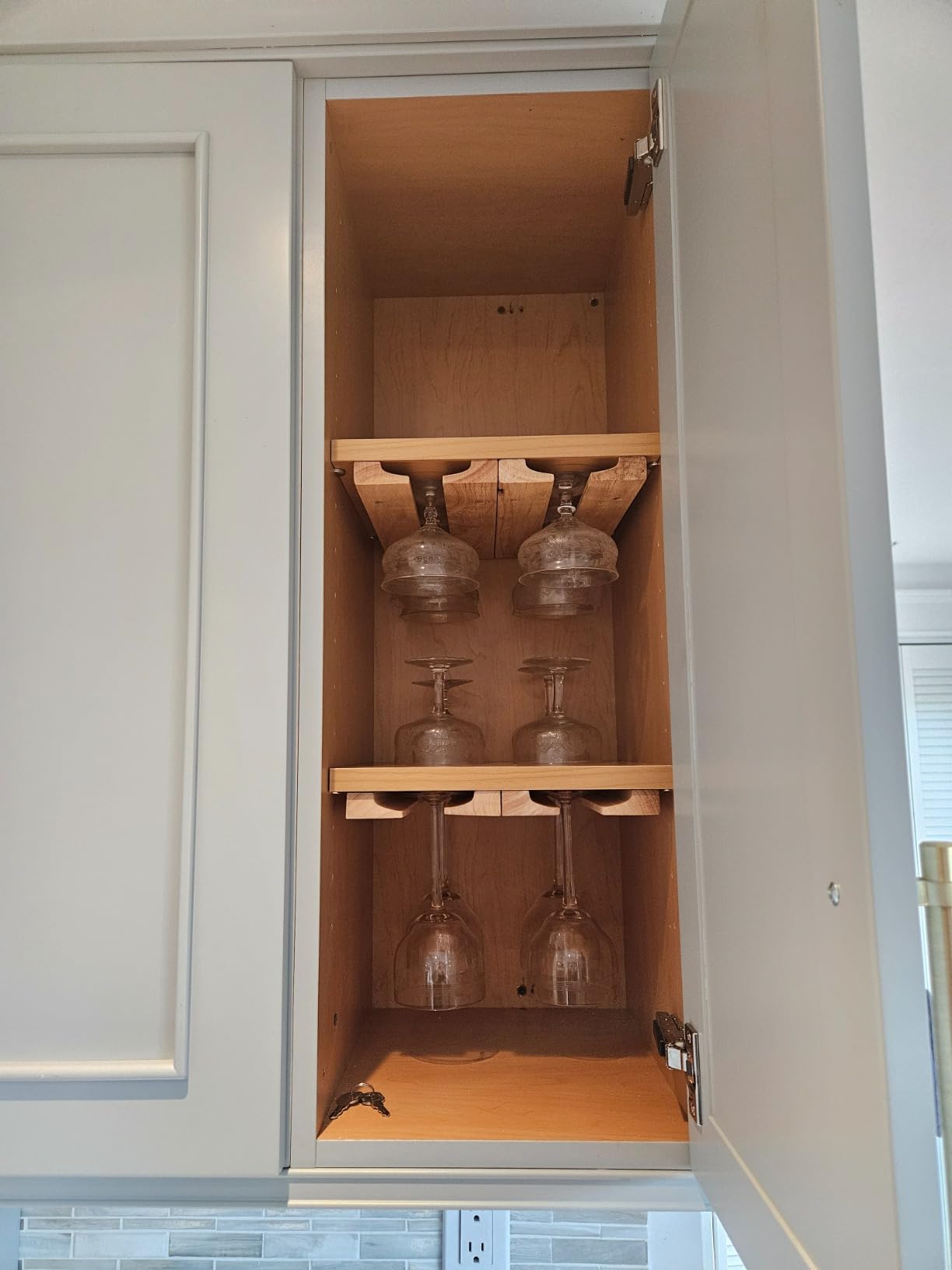 Fox Run Mounted Under Cabinet Wooden Wine Glass Holder Rack, 11 x 7 x 0.75 inches, Brown customer photo 1