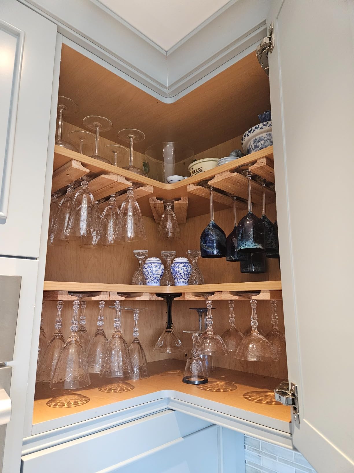 Fox Run Mounted Under Cabinet Wooden Wine Glass Holder Rack, 11 x 7 x 0.75 inches, Brown customer photo 2