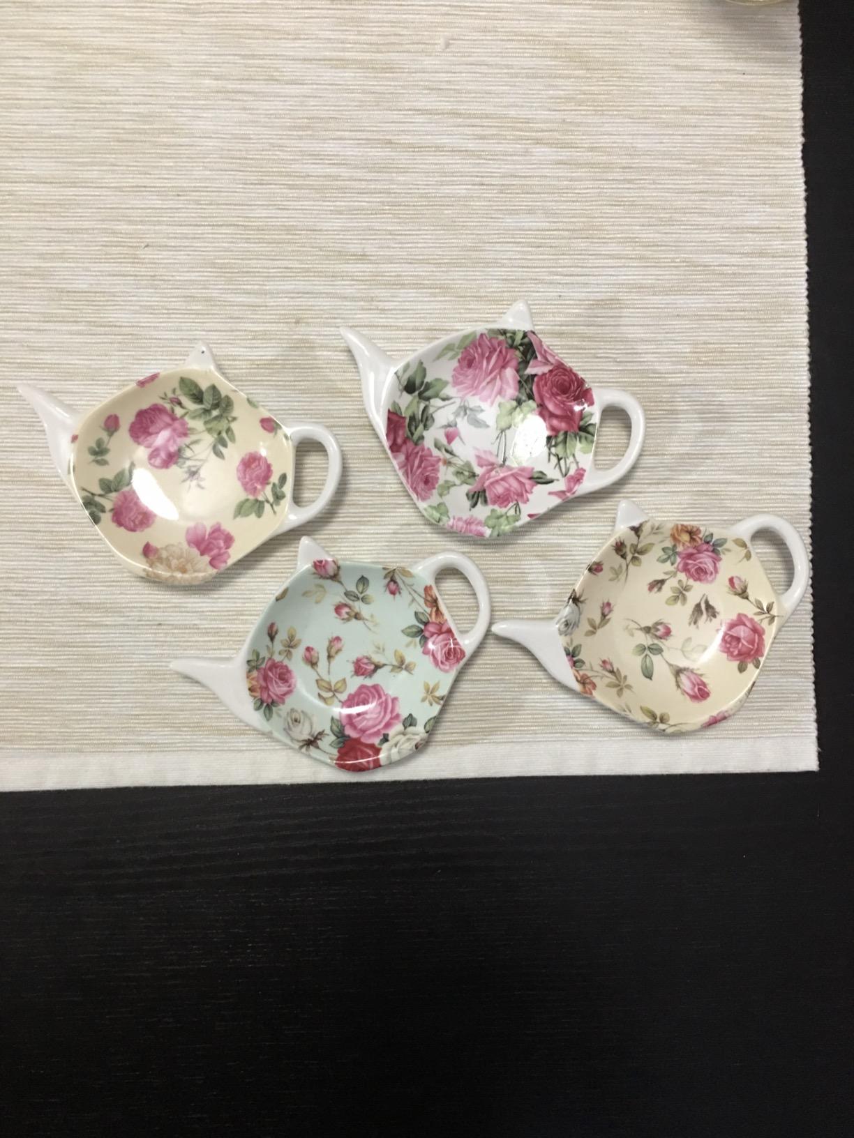Gracie China Tea Bag Caddy Holder, Set of 4 (Rose Chintz) customer photo 2