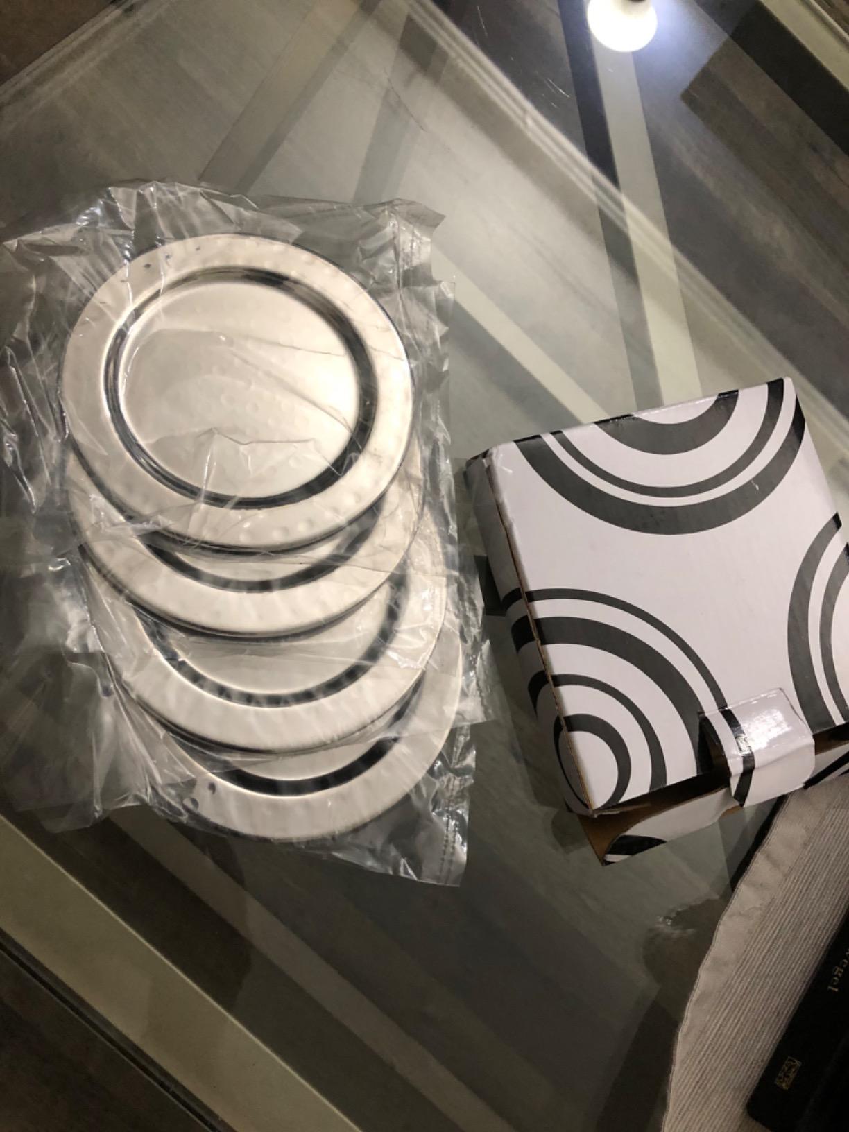Elegance Hammered 4-Inch Stainless Steel Coasters, Set Of 4 customer photo 1