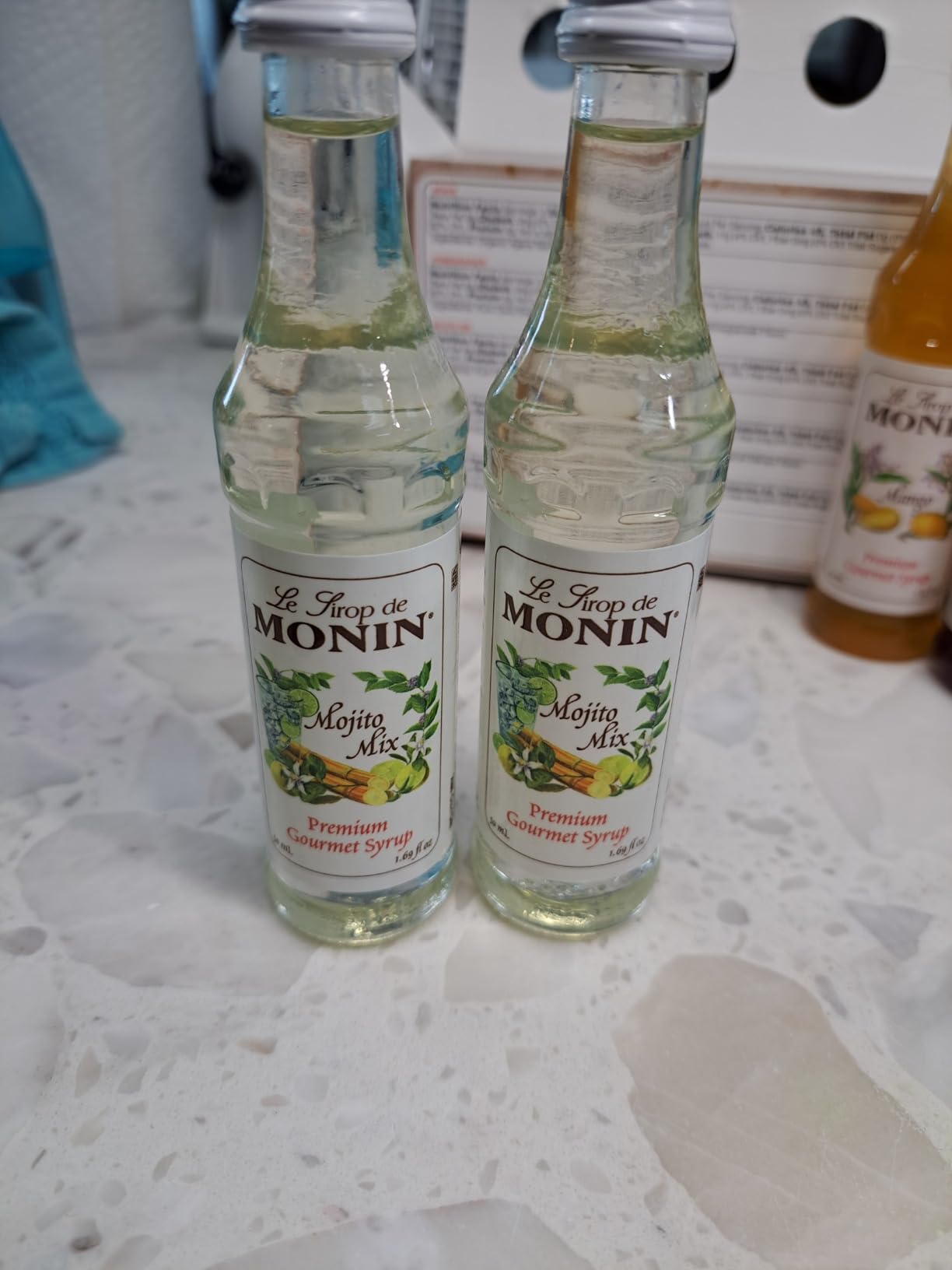Monin - 5 Flavor Classic Cocktail Collection: Pomegranate, Mojito, Agave Nectar, Mango, and Pure Cane Syrups (50 ml per bottle) customer photo 2