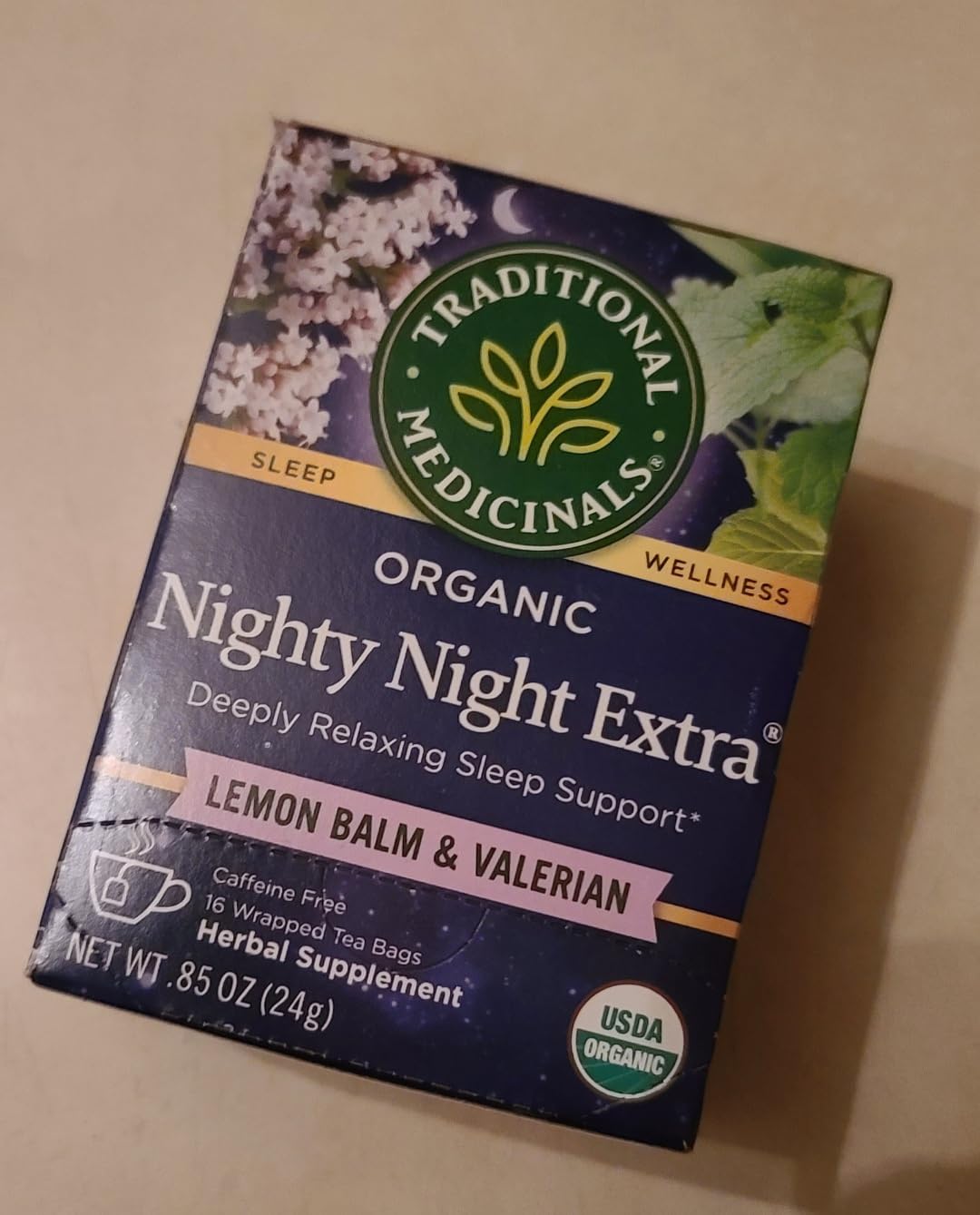 Traditional Medicinals Organic Nighty Night Extra Tea With Valerian Root for Relaxation, 16 Tea Bags (Pack of 1) customer photo 2