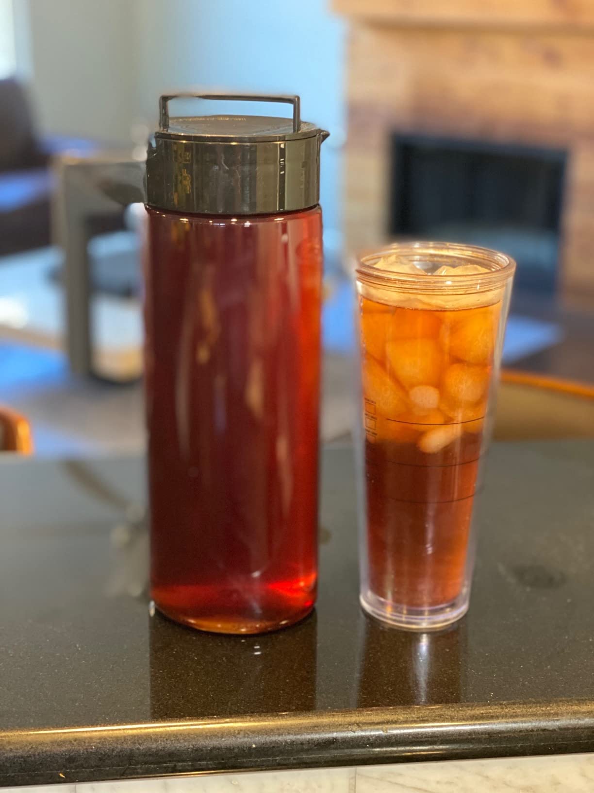 Takeya Flash Chill Iced Tea Maker - Versatile Tea Brewer for Loose/Bagged Tea - Patented Flash Chill Tech Hot/Cold Use BPA-Free Tritan Dishwasher Safe - Airtight Lid Made in USA - 2 Quart/Blueberry customer photo 1