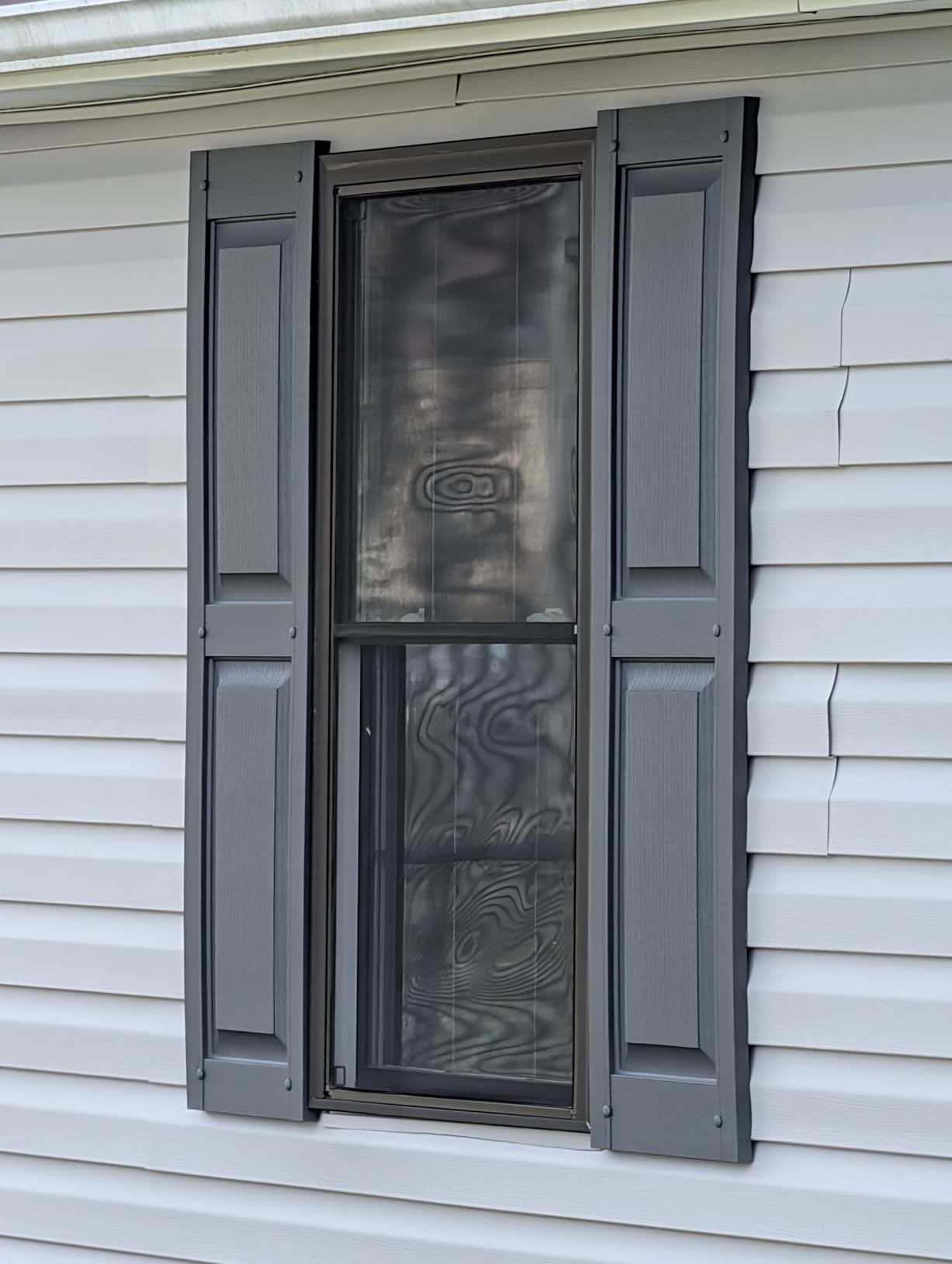 Exterior Solutions Standard Raised Panel Exterior Vinyl Shutters, Burgundy (Pair), 15 Inch x 35 Inch customer photo 1