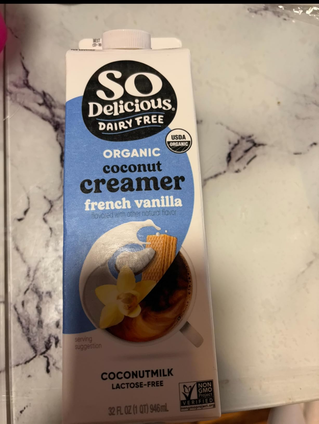 So Delicious Dairy Free Coconut Milk Creamer, French Vanilla, Vegan, Organic, Non-GMO, Creamy Plant Based Coffee Creamer, 32 FL OZ Carton customer photo 2