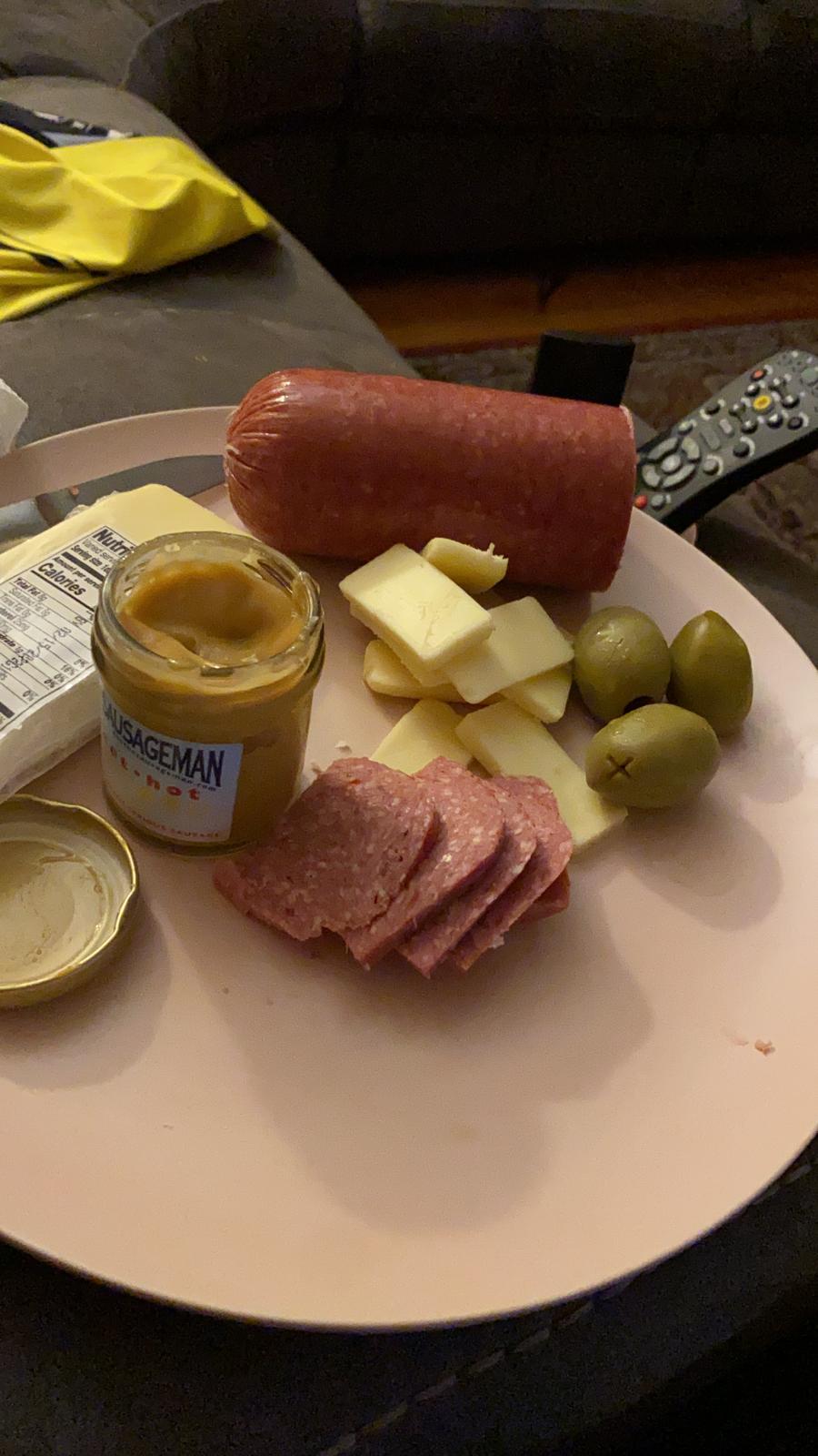 Dan the Sausageman Sounder Gourmet Gift Basket - Smoked Summer Sausage, Wisconsin Cheese, SeaBear Salmon, Sweet Hot Mustard in Wood Pine Crate customer photo 2